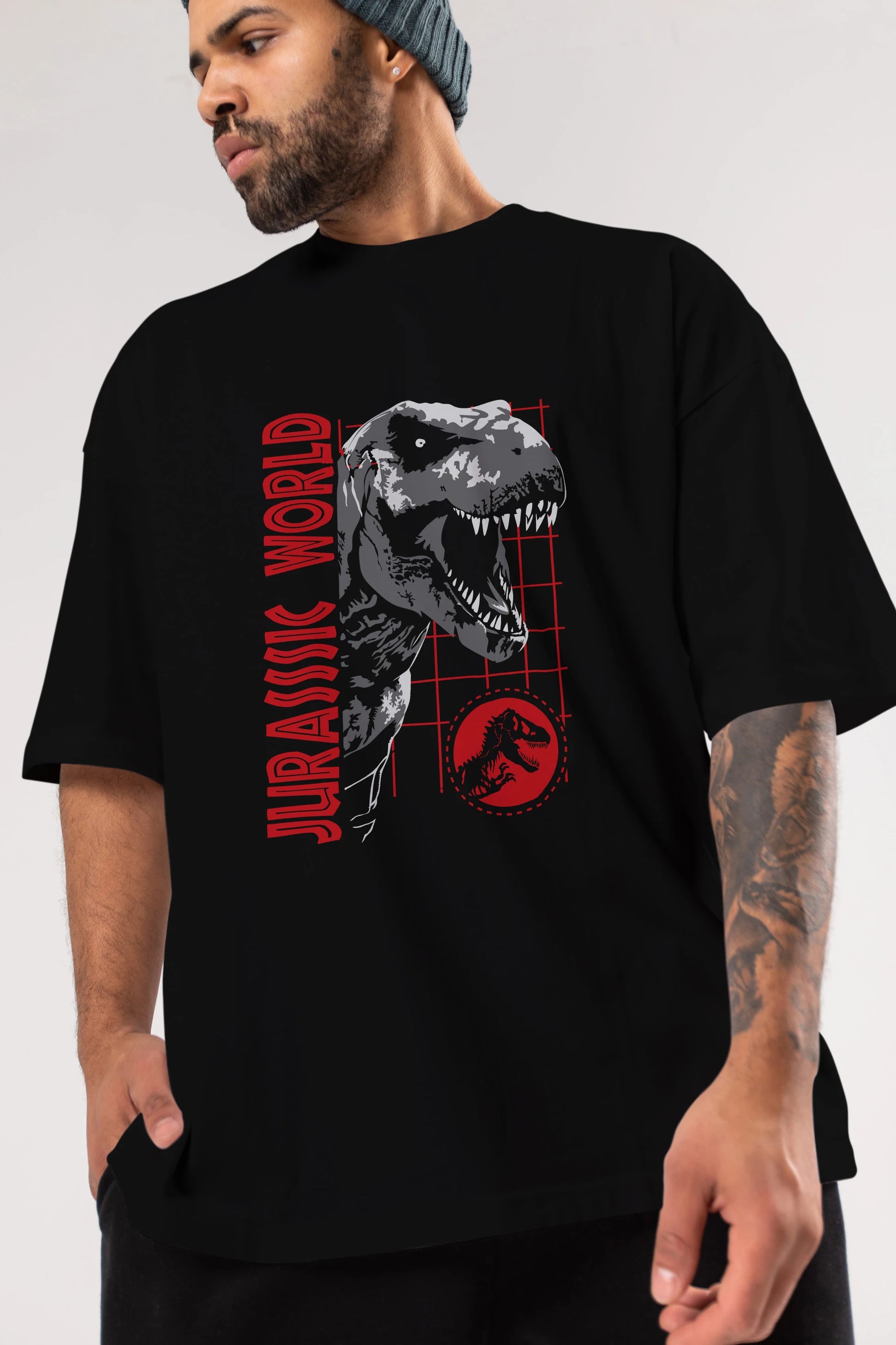 Jurassic Park (2) Ön Baskılı Oversize t-shirt Erkek Kadın Unisex %100 Pamuk Bisiklet Yaka tişort