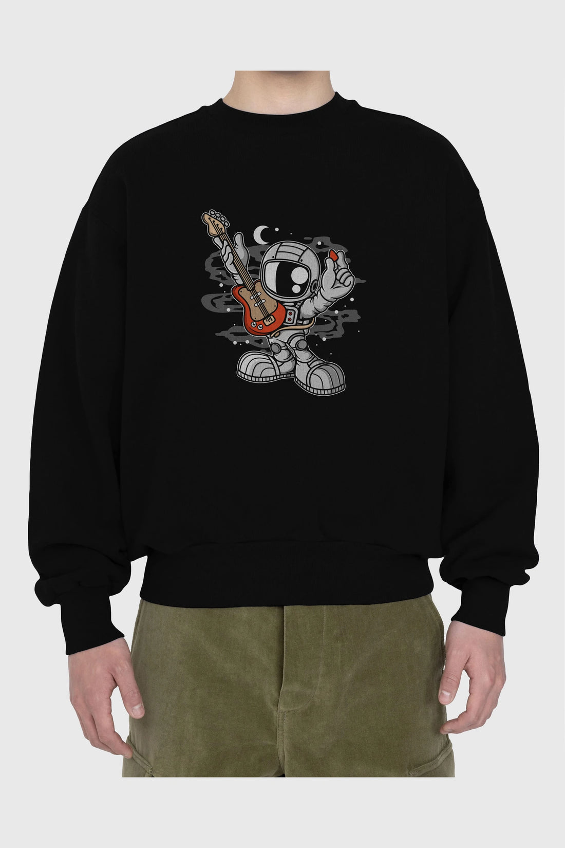 Astronaut Guitar Ön Baskılı Oversize Sweatshirt Erkek Kadın Unisex