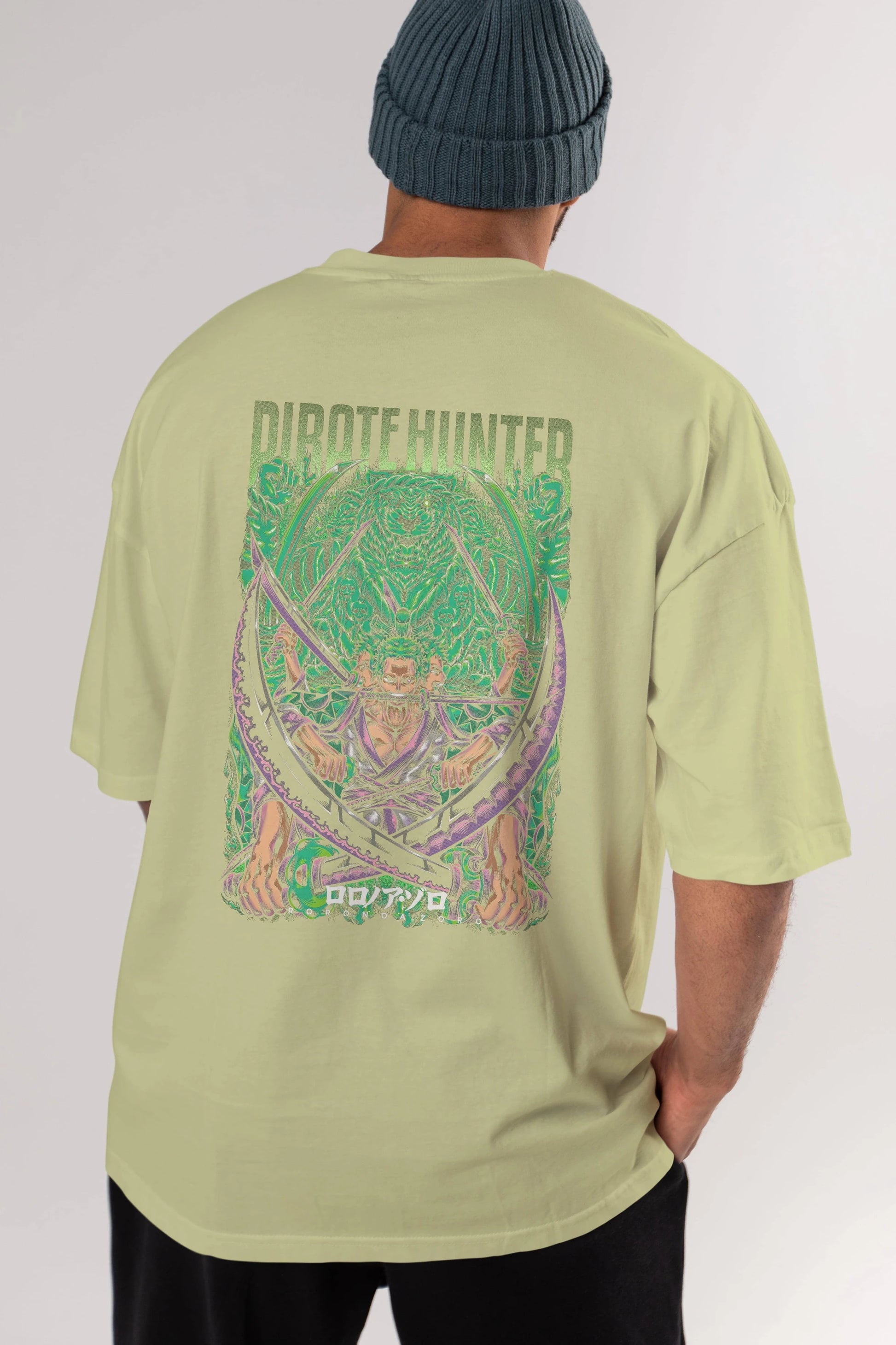 RORONOA ZORO 3 Anime Arka Baskılı Oversize t-shirt Erkek Kadın Unisex