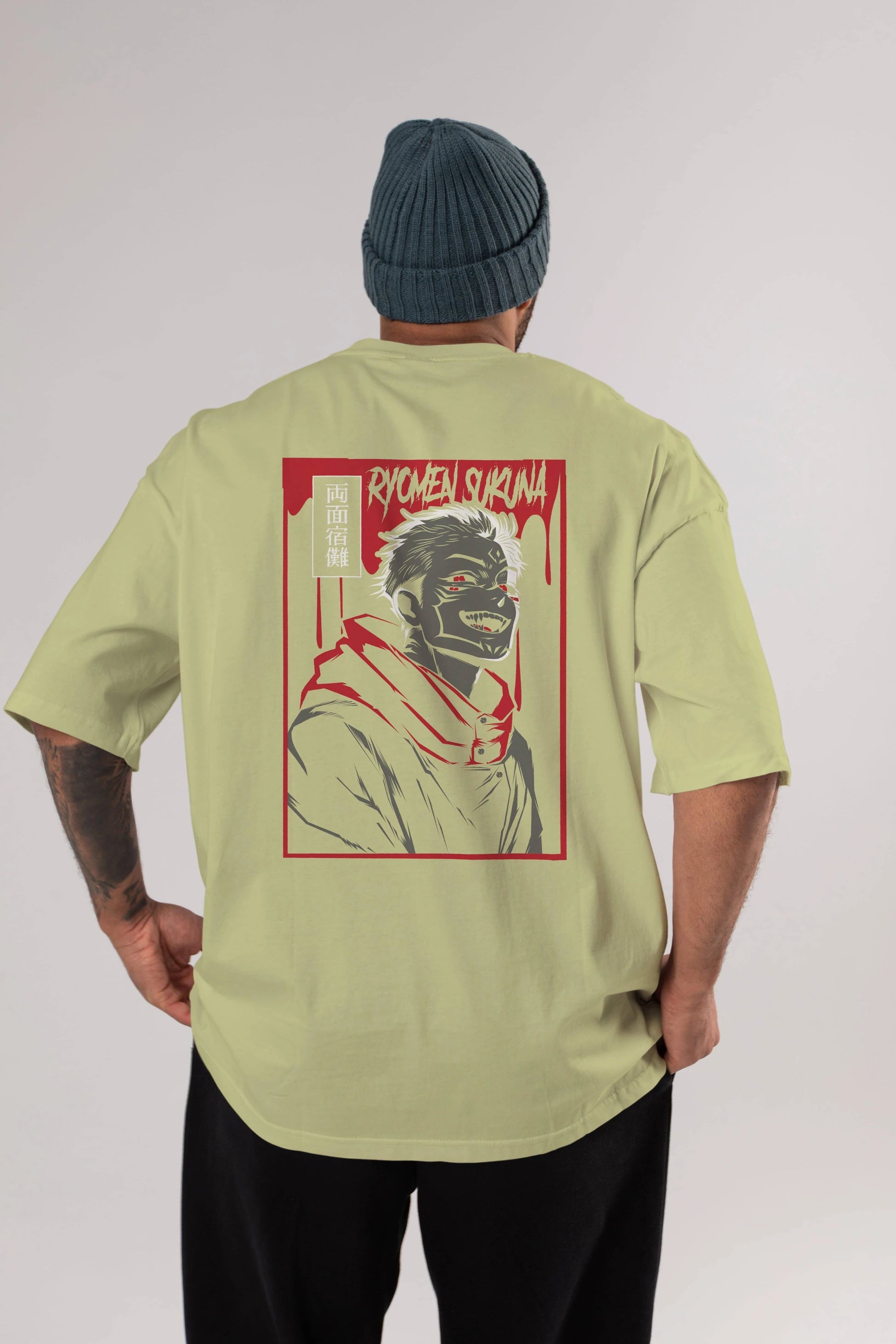 SUKUNA Anime Arka Baskılı Oversize t-shirt Erkek Kadın Unisex