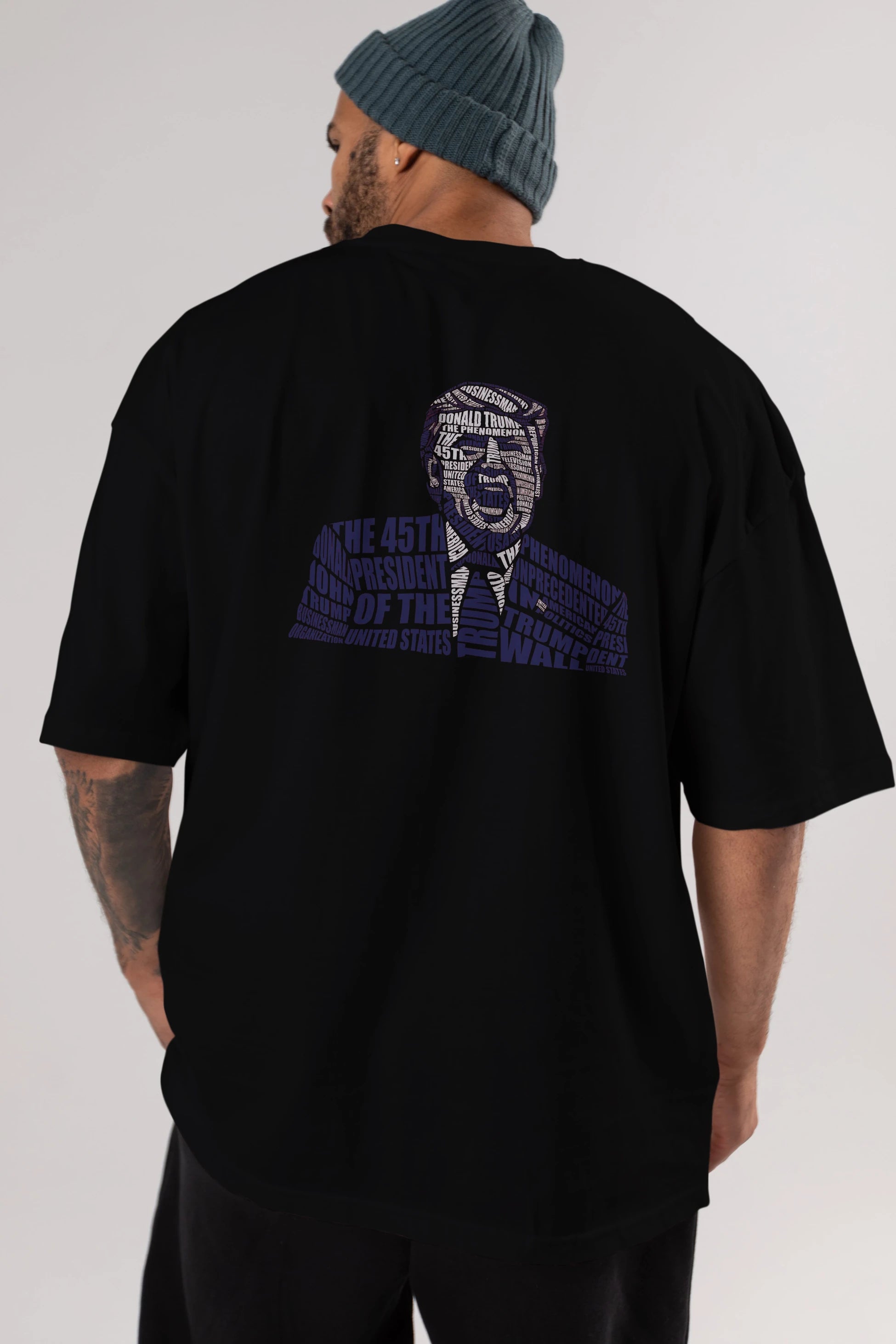 Trump Calligram Arka Baskılı Oversize t-shirt %100 pamuk Erkek Kadın Unisex