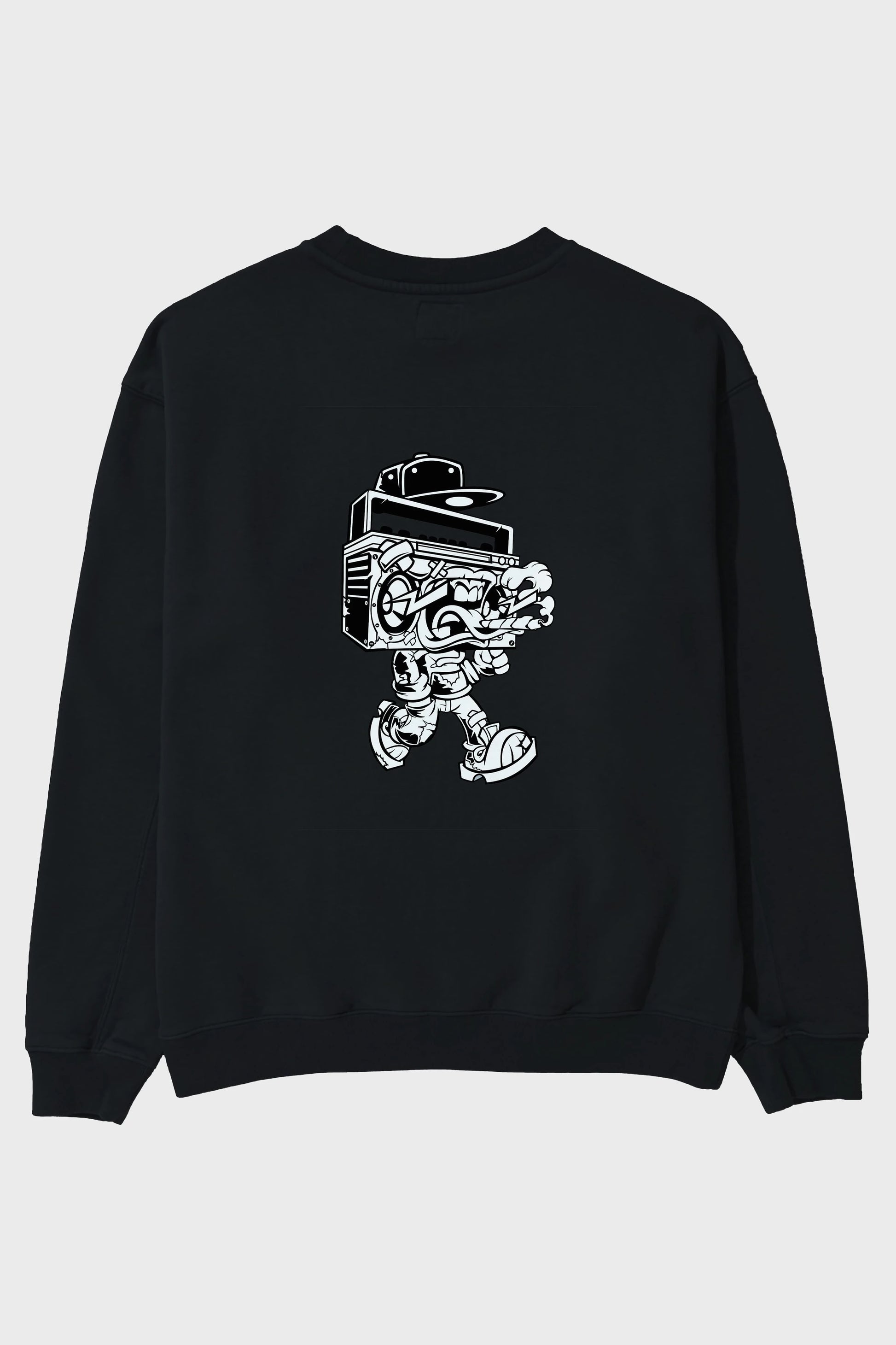 Boombox Arka Baskılı Oversize Sweatshirt Erkek Kadın Unisex