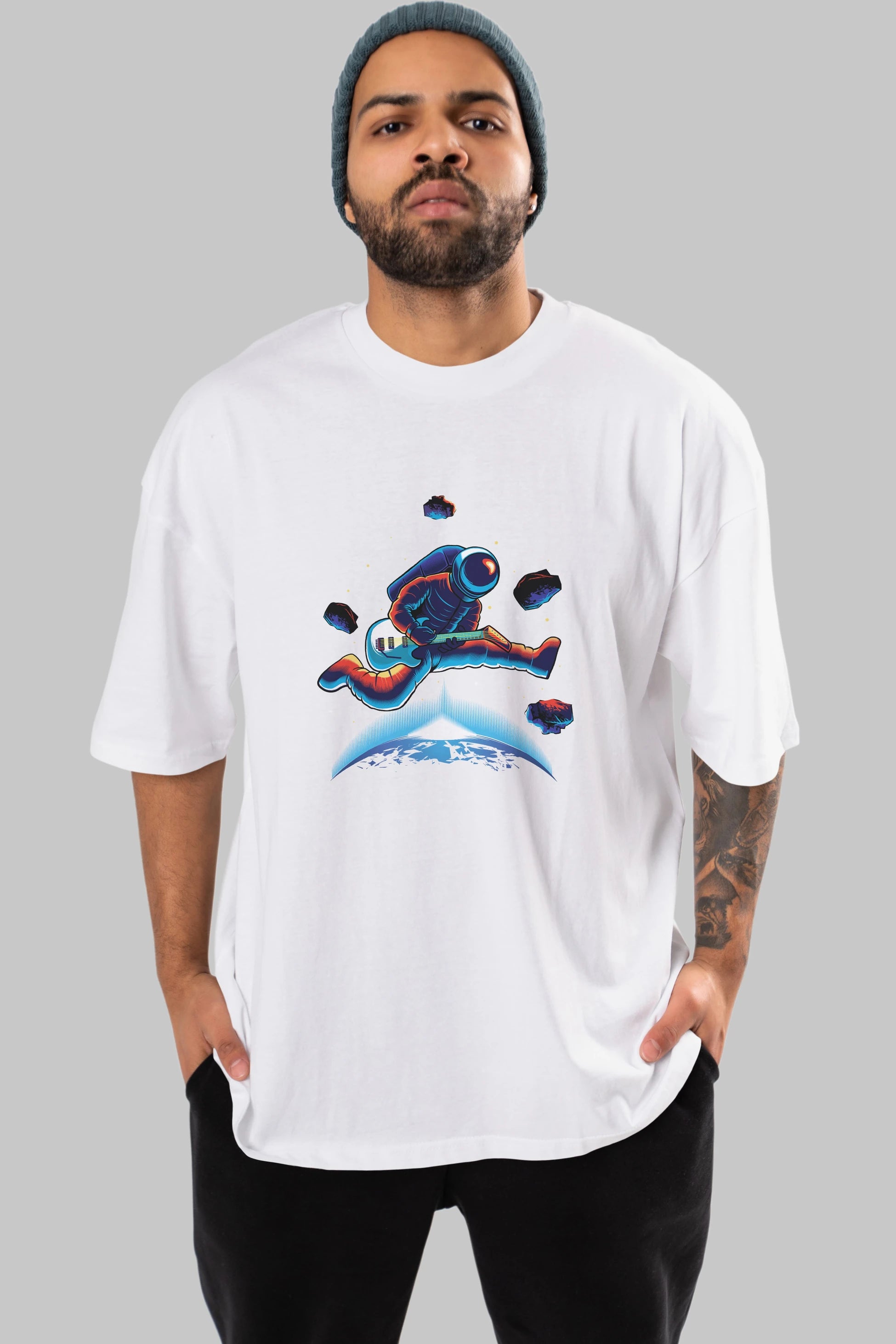 Astroguitar Ön Baskılı Oversize t-shirt Erkek Kadın Unisex