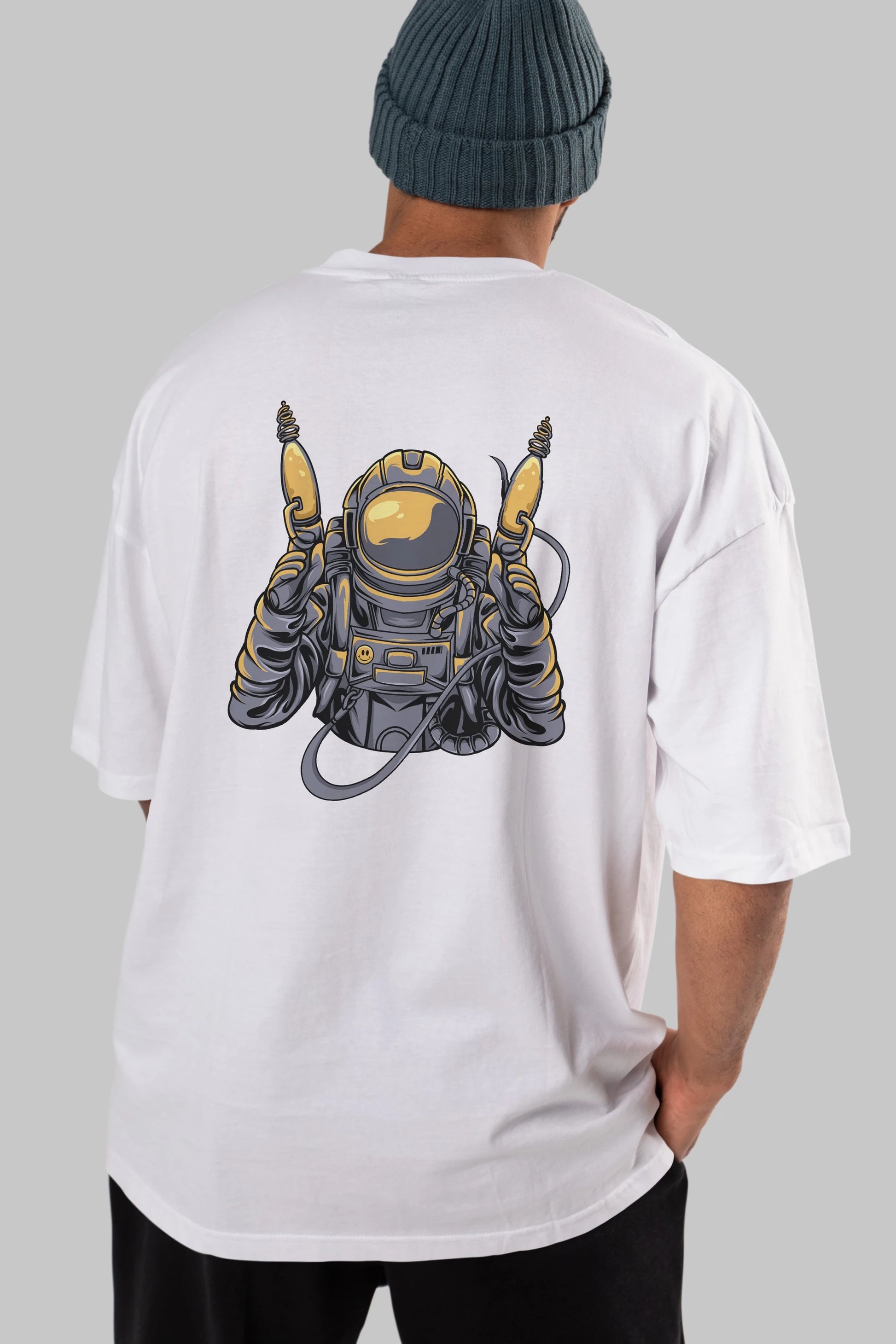 Alien Hunter Arka Baskılı Oversize t-shirt Erkek Kadın Unisex