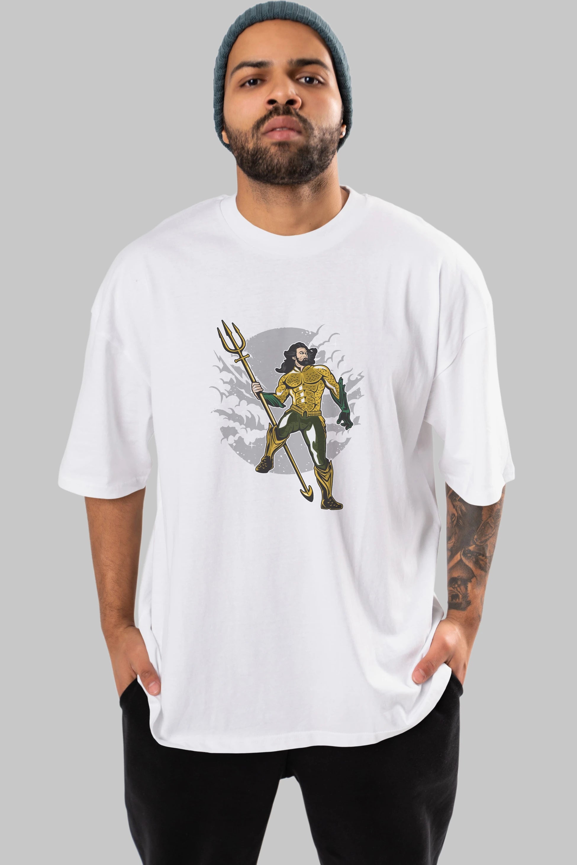 AQUAMAN Ön Baskılı Oversize t-shirt Erkek Kadın Unisex %100 Pamuk tişort