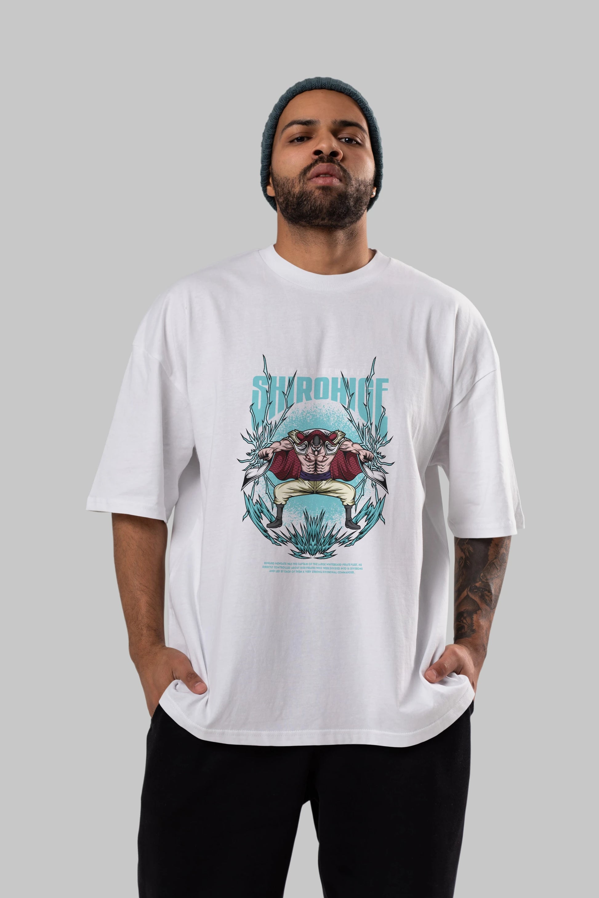 Shirohige Anime Ön Baskılı Oversize t-shirt %100 pamuk Erkek Kadın Unisex