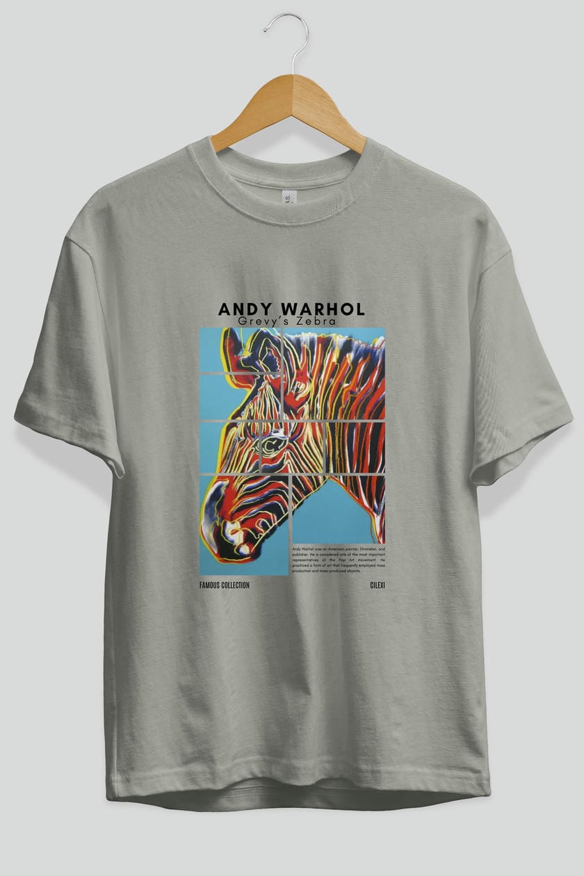 Andy Warhol ön Baskılı Oversize t-shirt Erkek Kadın Bisiklet Yaka Pamuk tişort