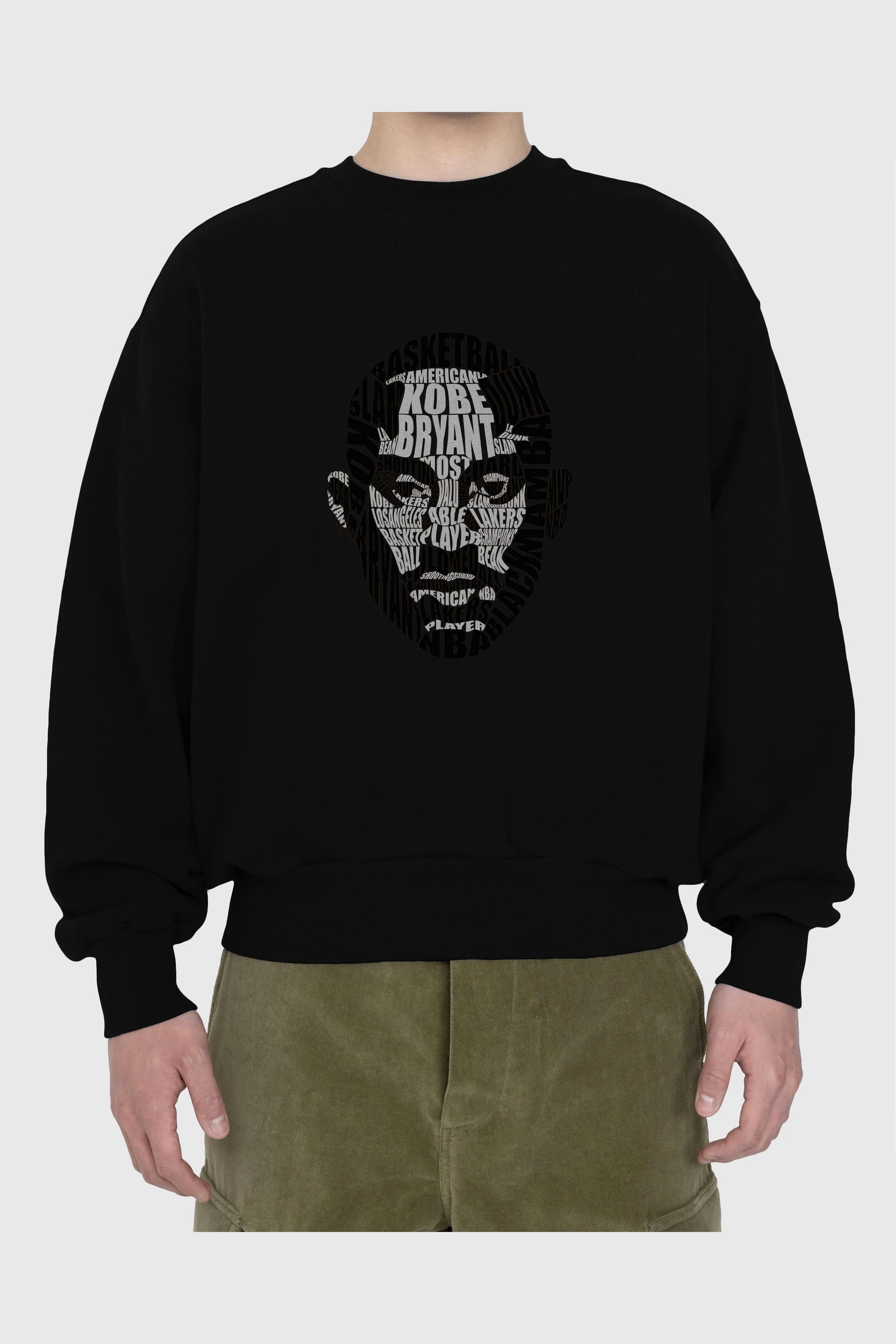 Kobe Bryan Calligram Ön Baskılı Oversize Sweatshirt Erkek Kadın Unisex