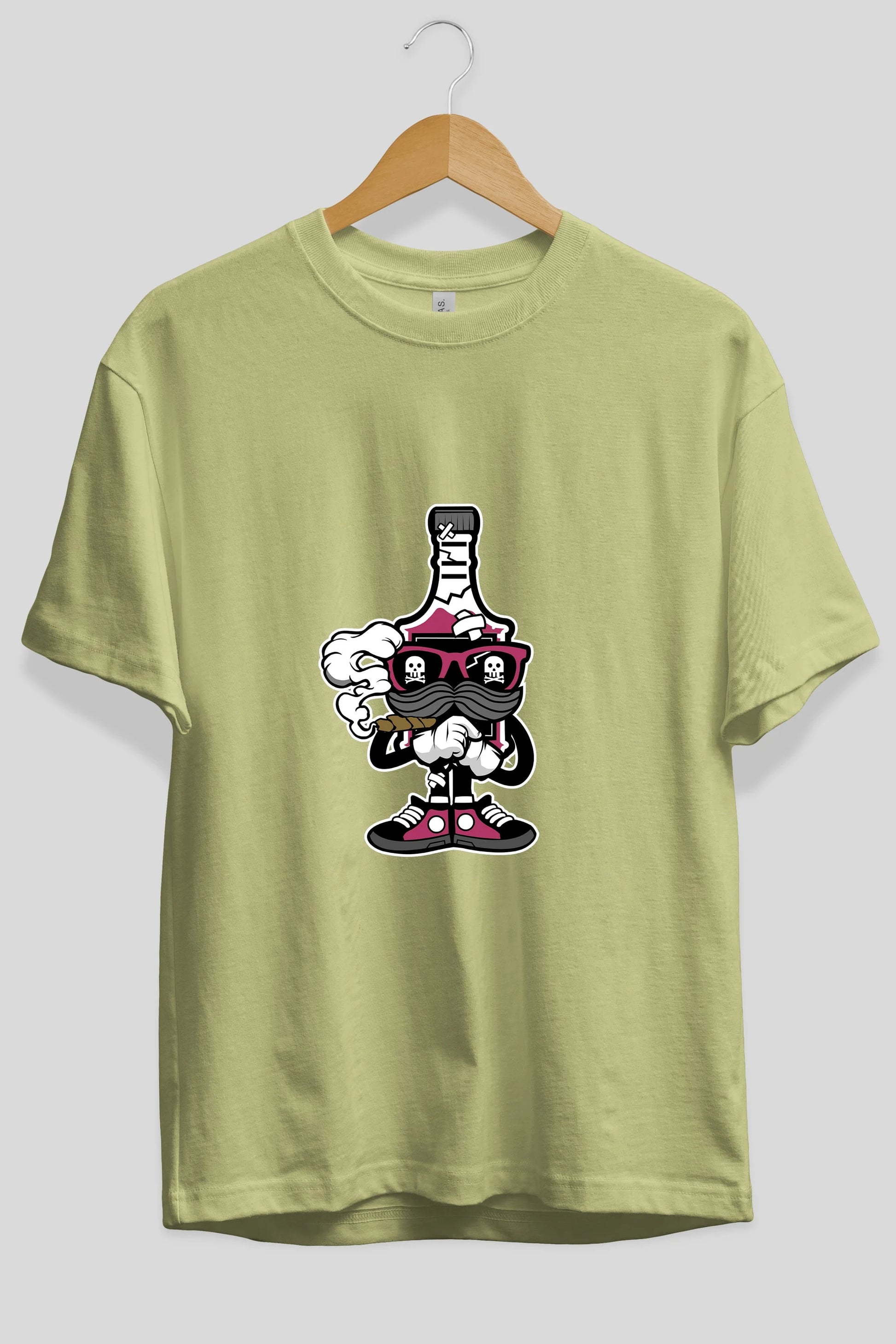 Vodka Bottle Ön Baskılı Oversize t-shirt Erkek Kadın Unisex %100 Pamuk tişort