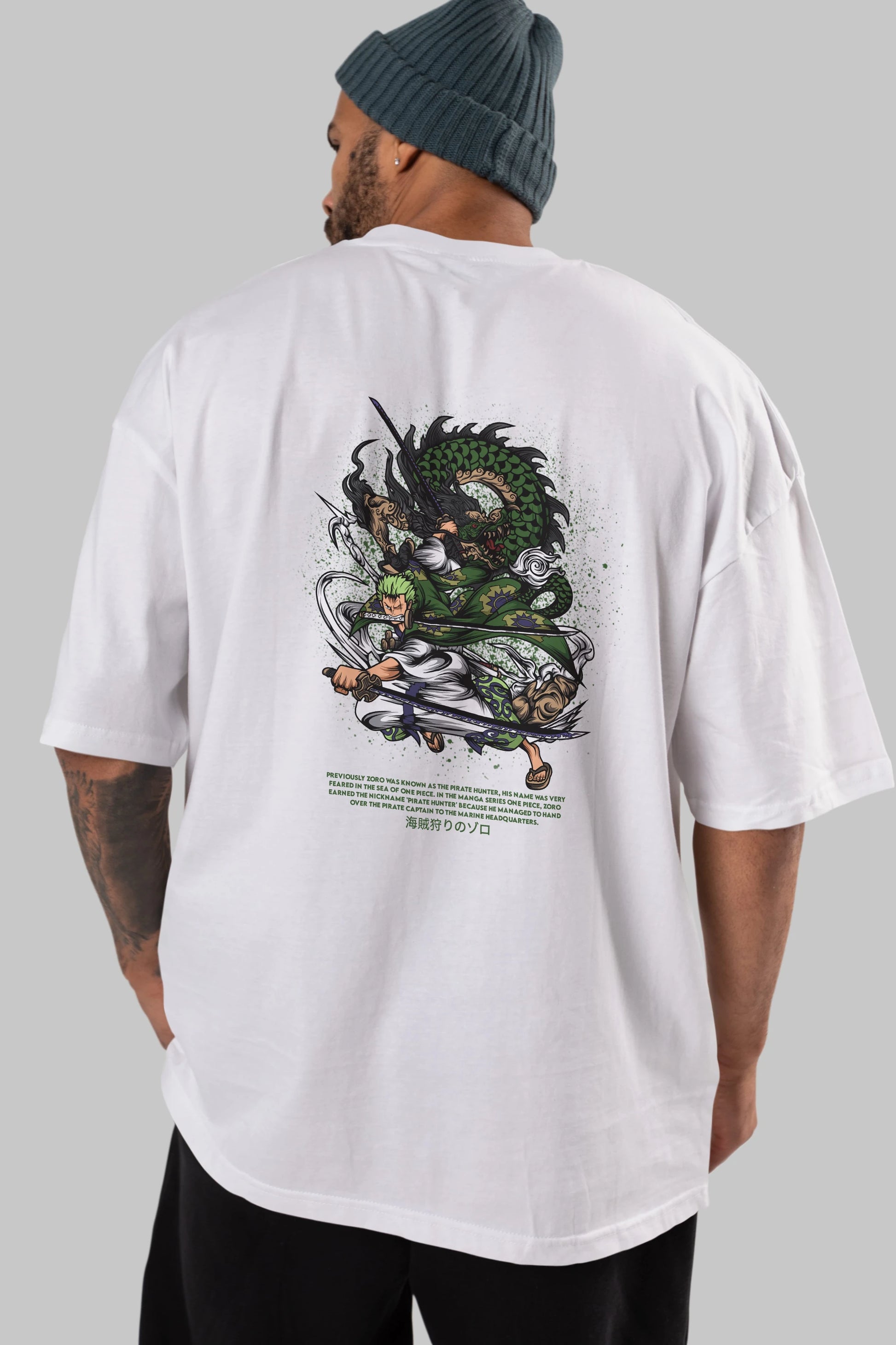 Zoro Anime Arka Baskılı Oversize t-shirt Erkek Kadın Unisex