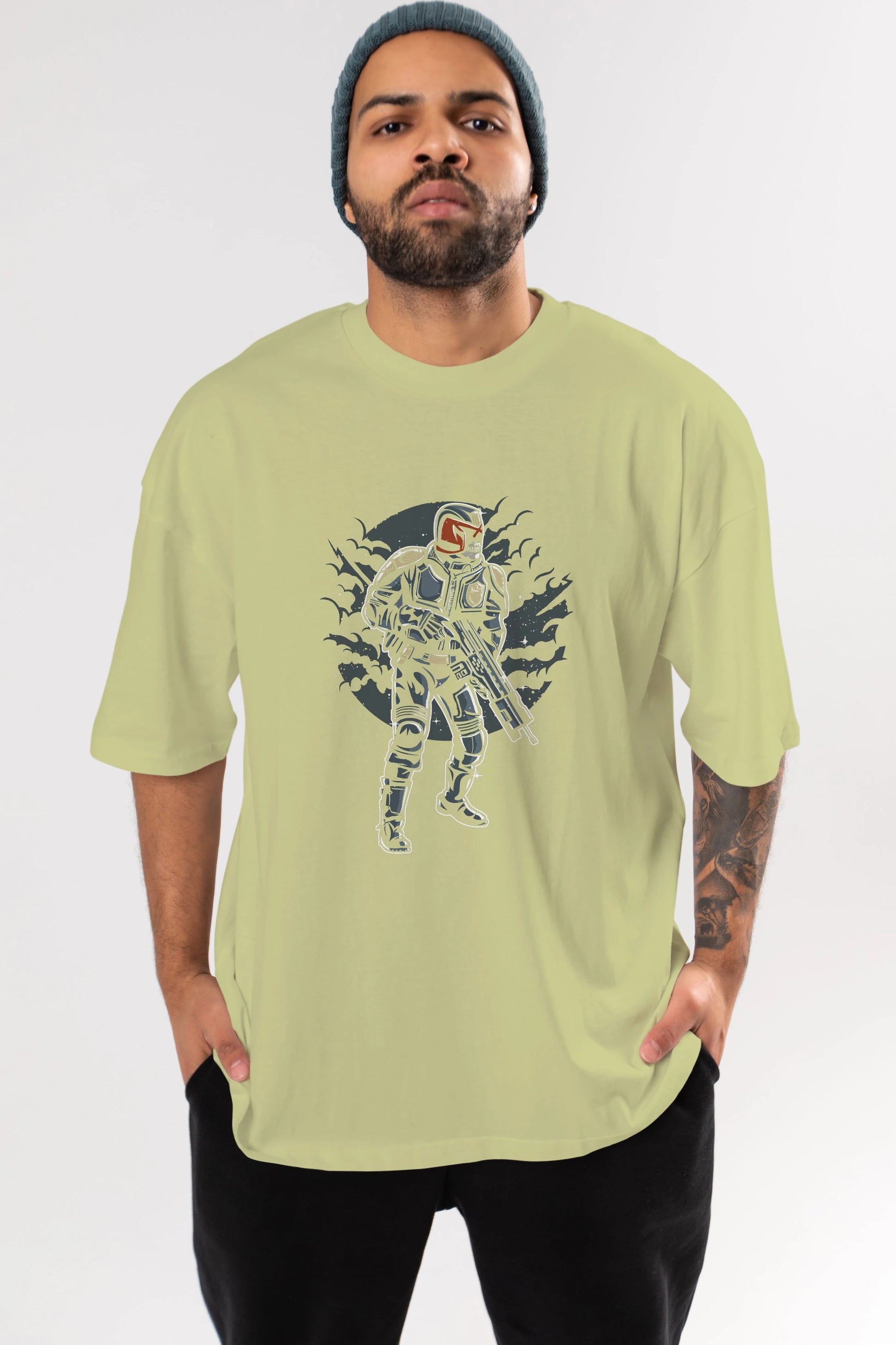 Judge Skull Ön Baskılı Oversize t-shirt Erkek Kadın Unisex %100 Pamuk tişort