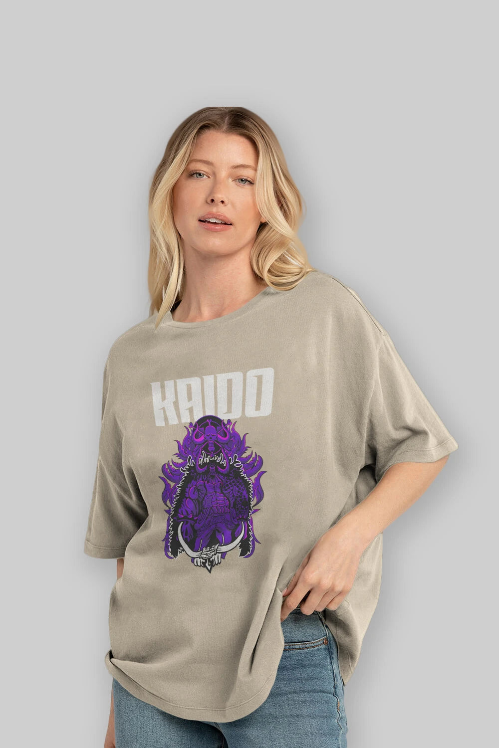 Kaido Anime Ön Baskılı Oversize t-shirt Erkek Kadın Unisex