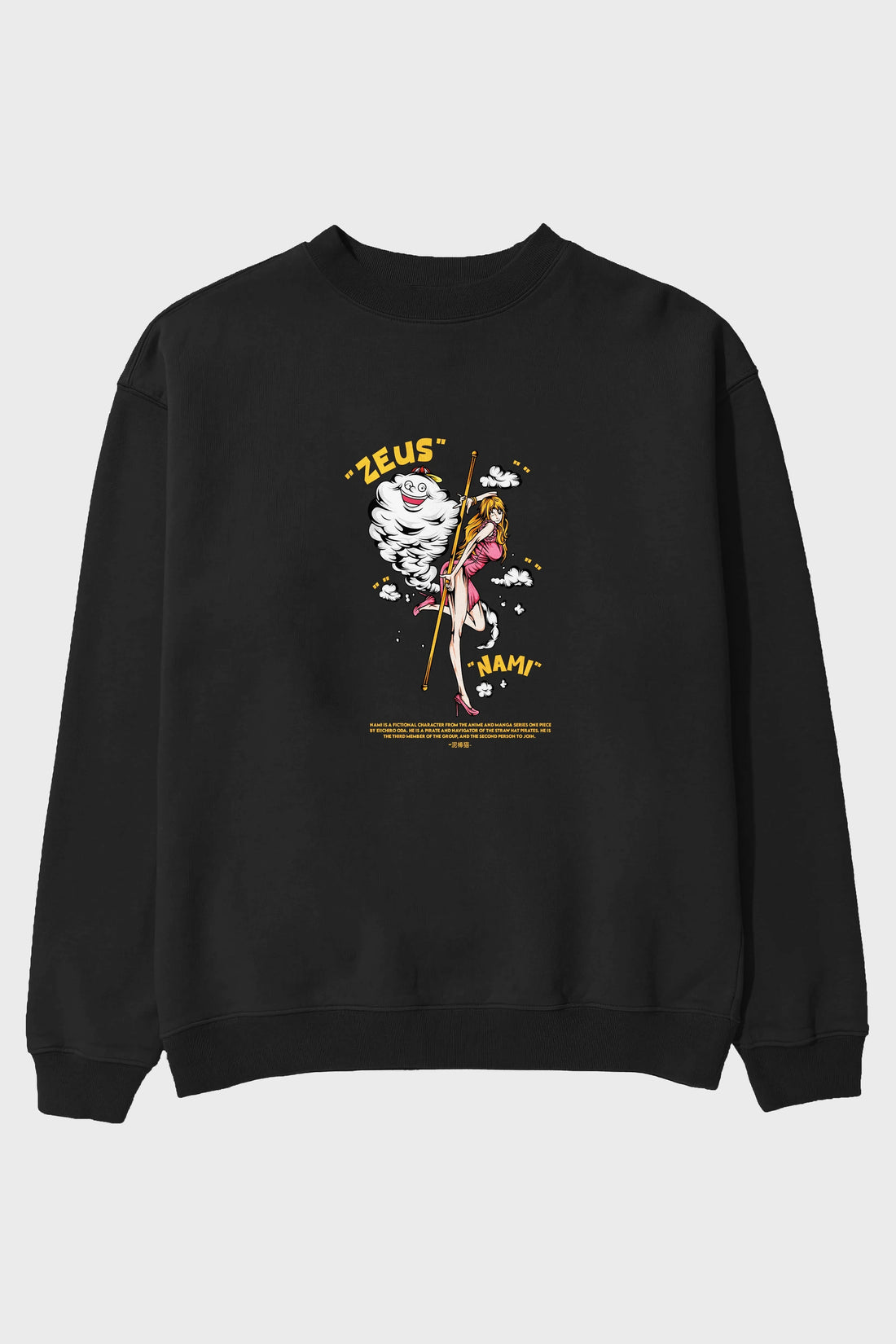 Zeus Nami Anime Ön Baskılı Oversize Sweatshirt Erkek Kadın Unisex