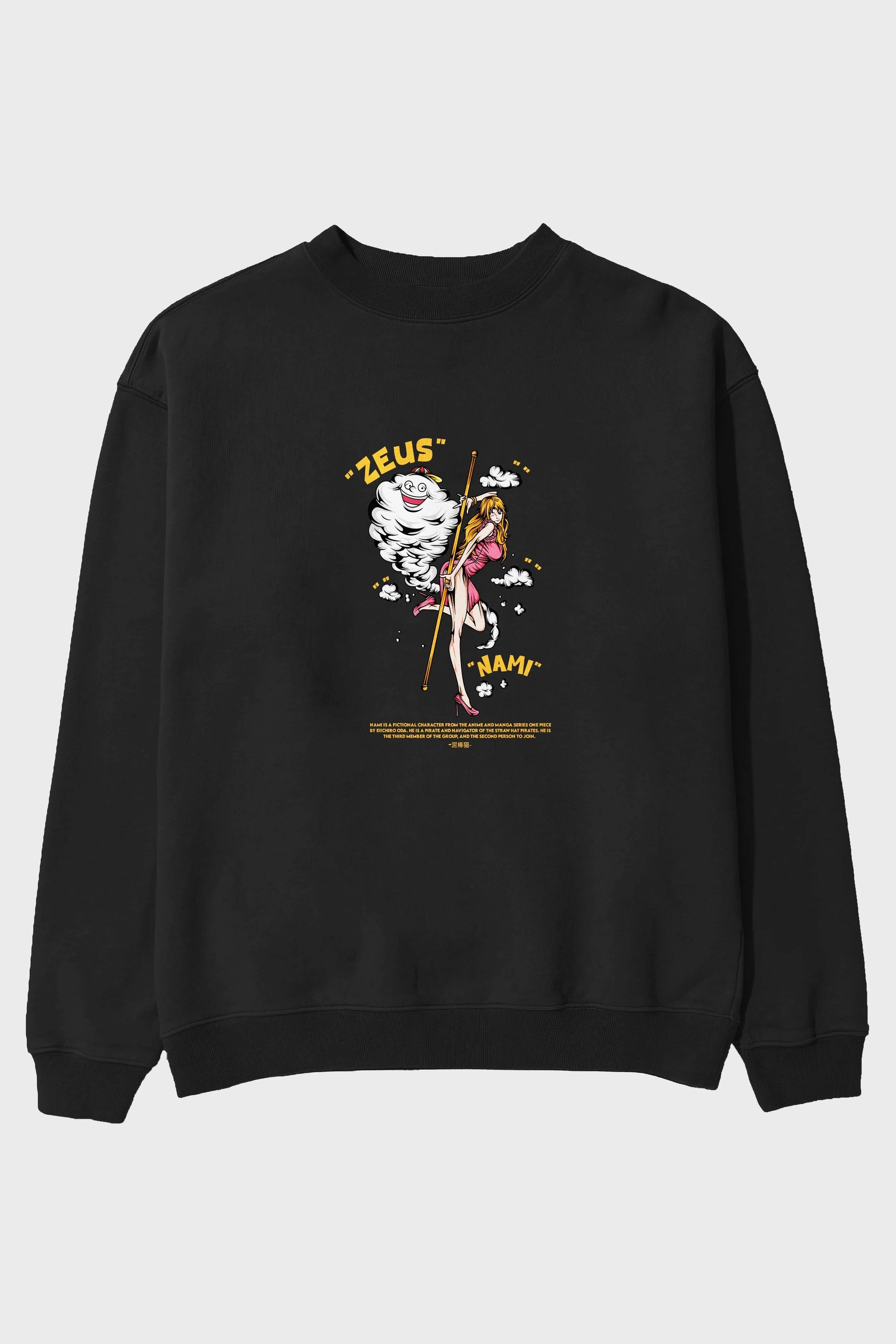Zeus Nami Anime Ön Baskılı Oversize Sweatshirt Erkek Kadın Unisex