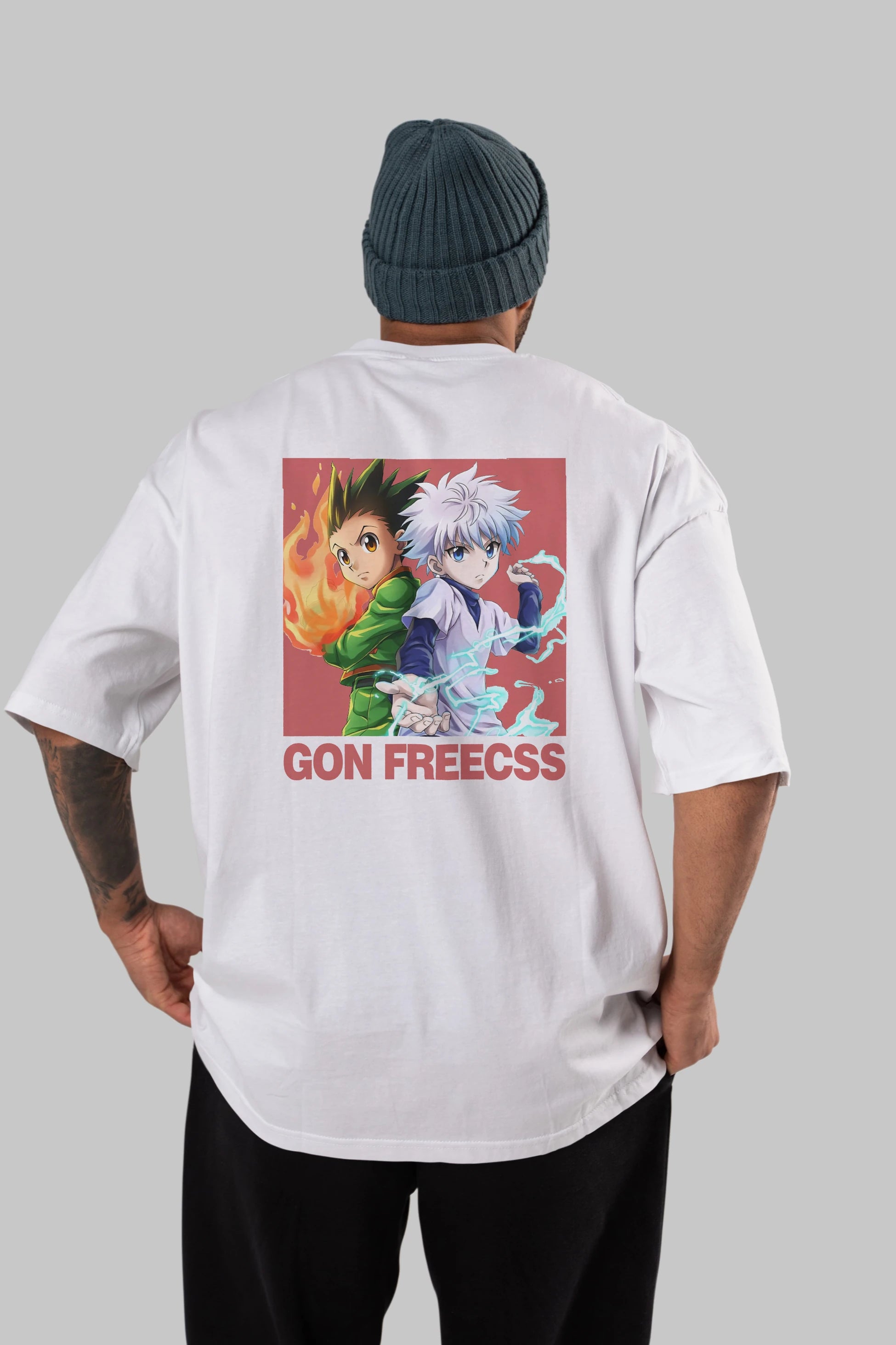 Gon Freecss HUNTER X HUNTER 4 Anime Arka Baskılı Oversize t-shirt Erkek Kadın Unisex