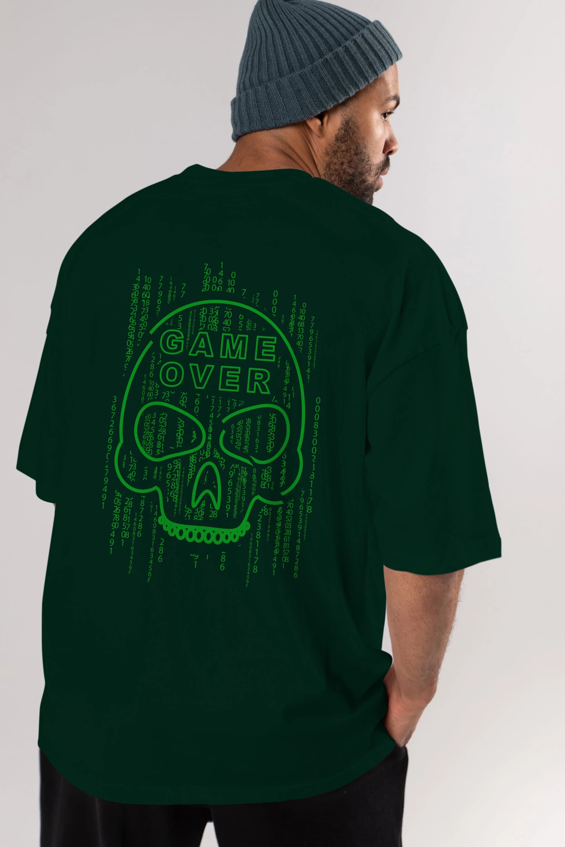 Game Over Arka Baskılı Oversize t-shirt Erkek Kadın Unisex