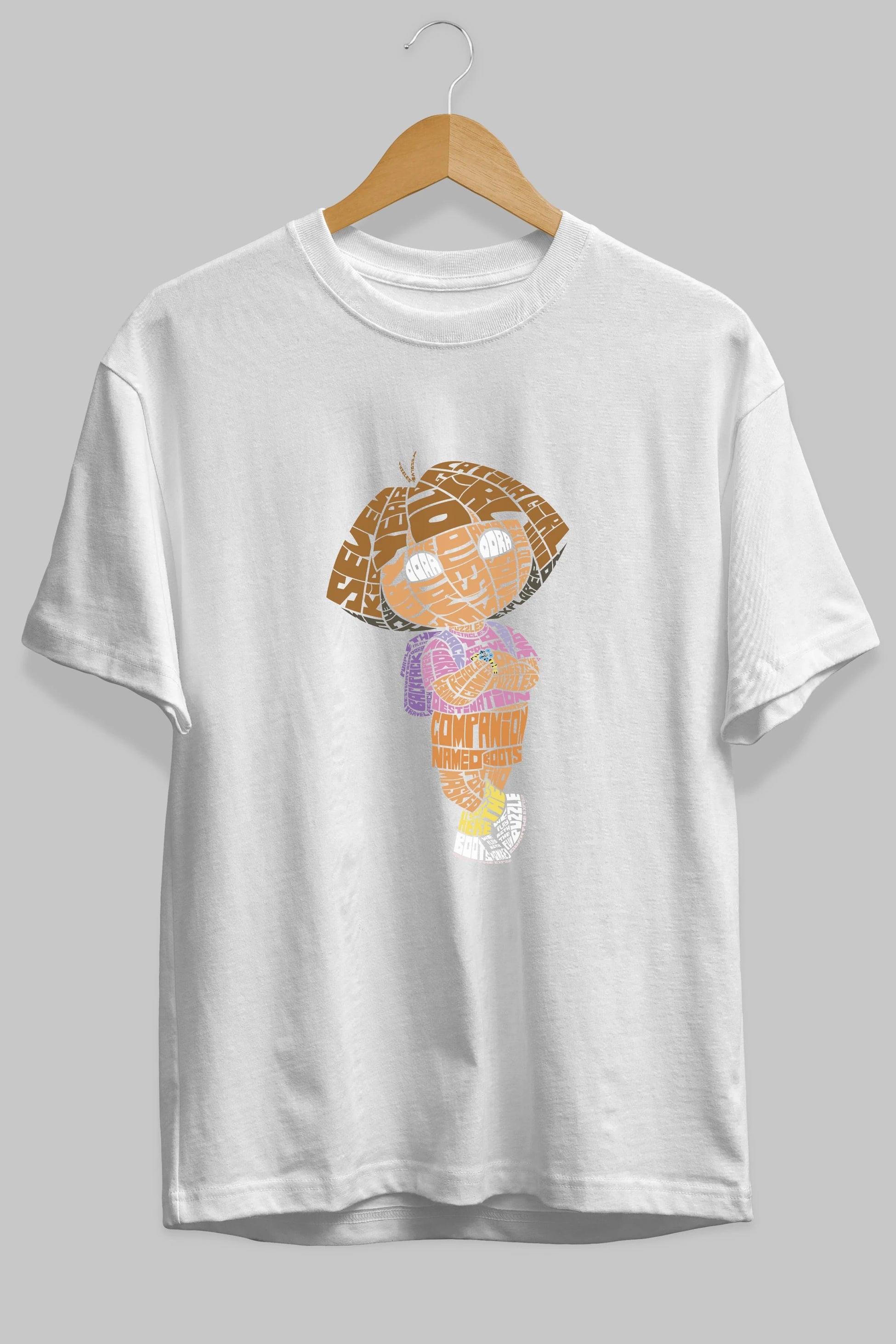 Dora Ön Baskılı Oversize t-shirt %100 pamuk Erkek Kadın Unisex