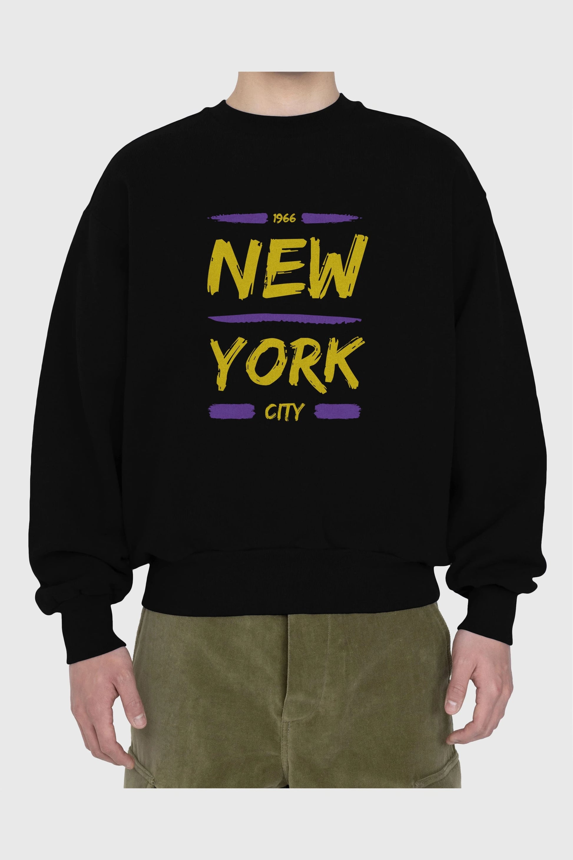 New York City 2 Ön Baskılı Oversize Sweatshirt Erkek Kadın Unisex