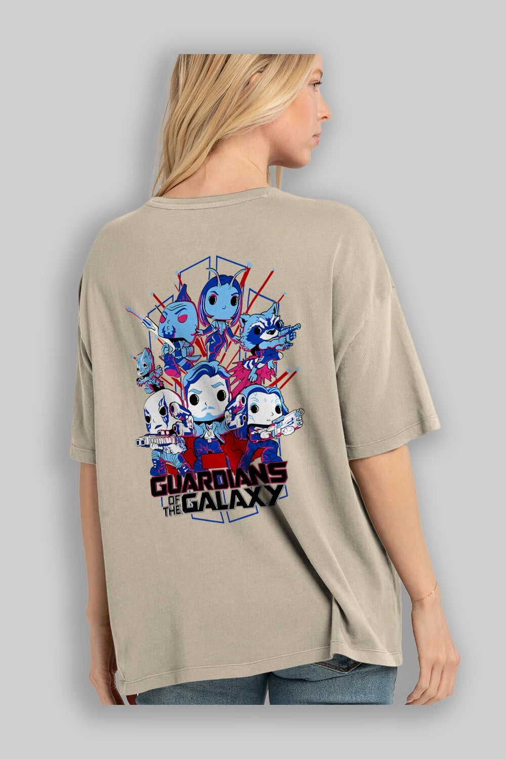 Guardians of the Galaxy Arka Baskılı Oversize t-shirt Erkek Kadın Unisex %100 Pamuk Bisiklet Yaka tişort