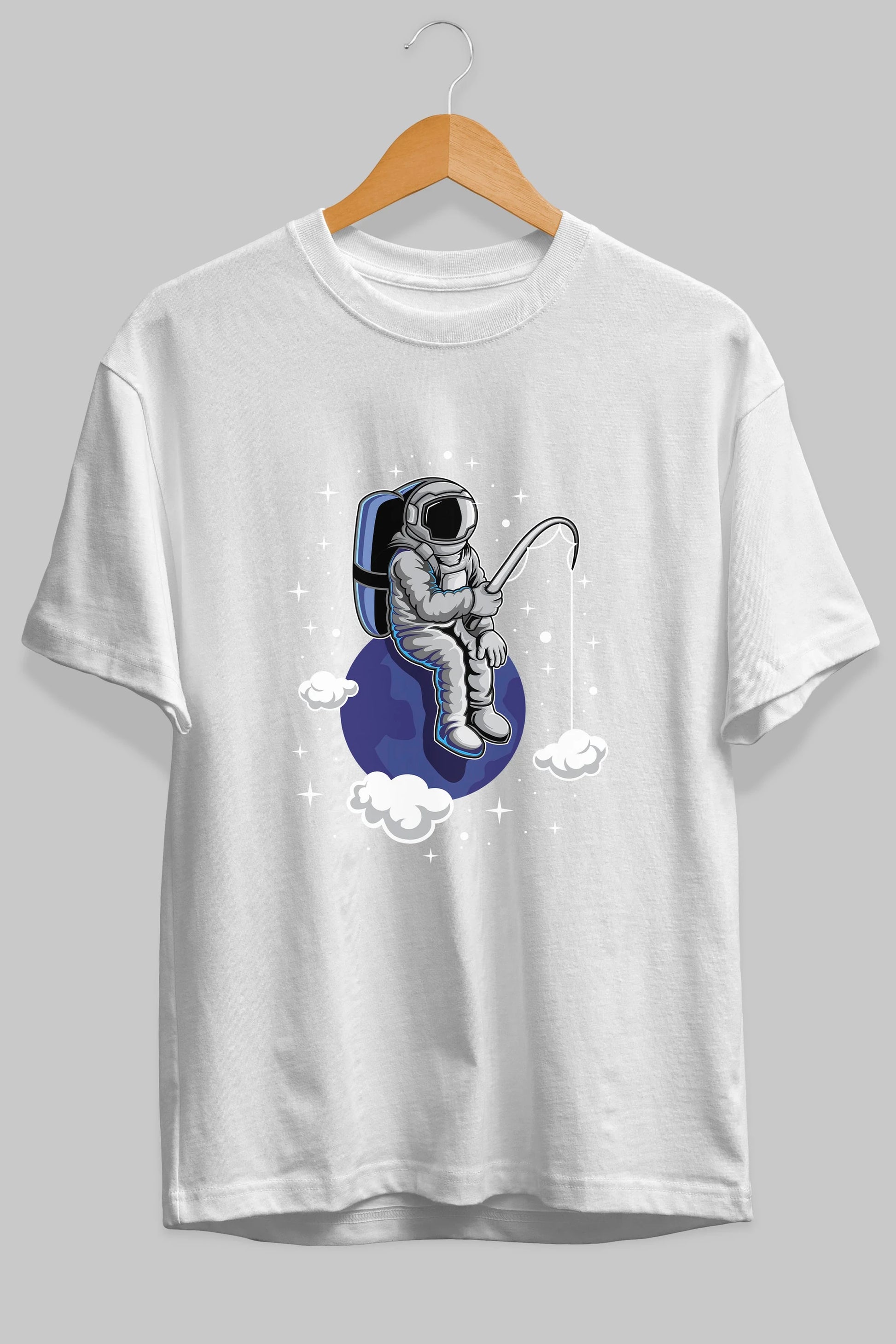 Astronaut Fishing (2) Ön Baskılı Oversize t-shirt Erkek Kadın Unisex