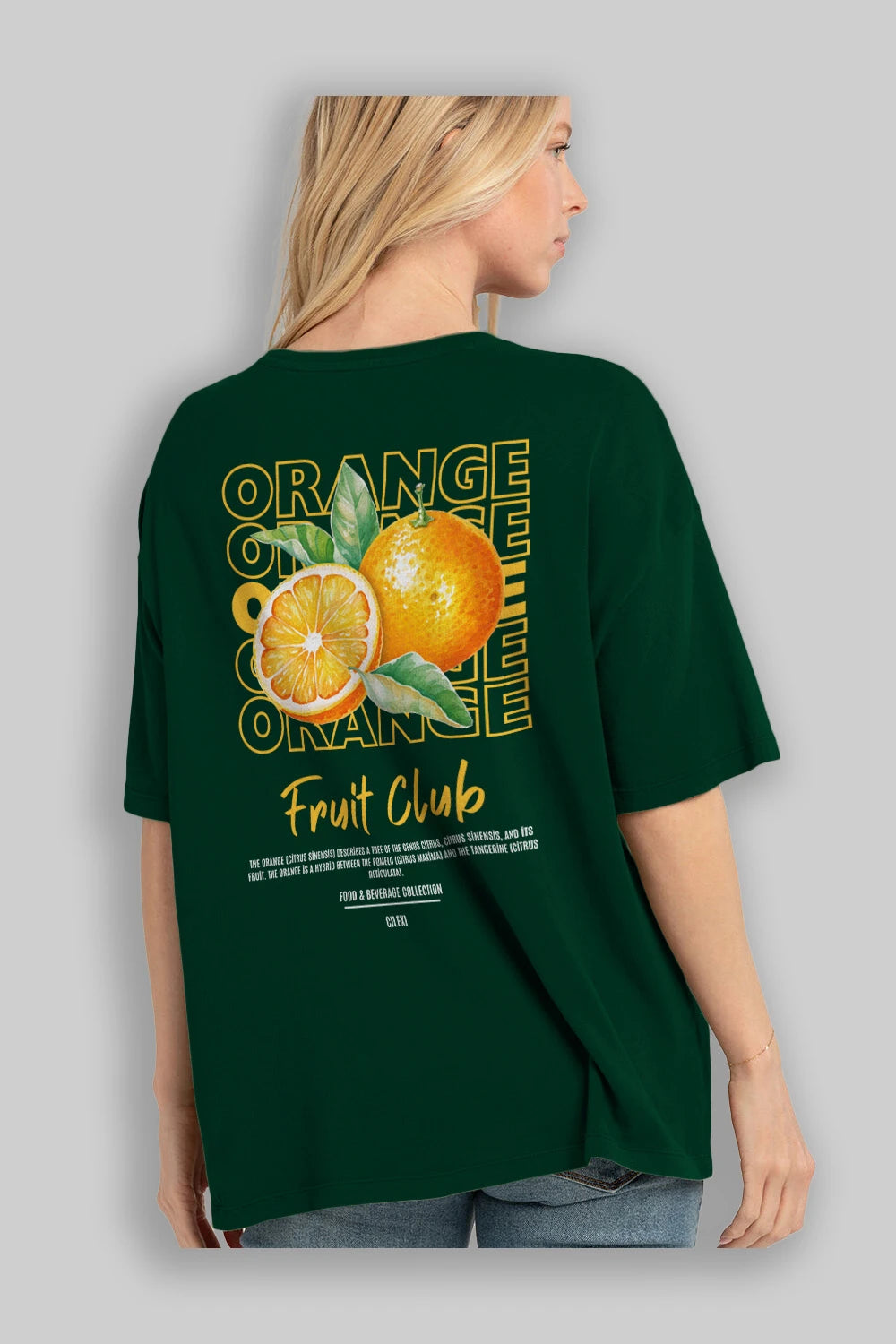 Orange Arka Baskılı Oversize t-shirt Erkek Kadın Pamuk Bisiklet Yaka tişort