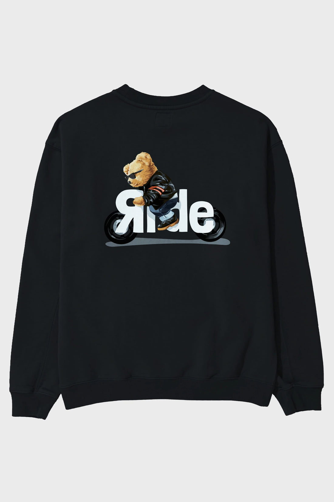 Teddy Bear Ride Arka Baskılı Oversize Sweatshirt Erkek Kadın Unisex
