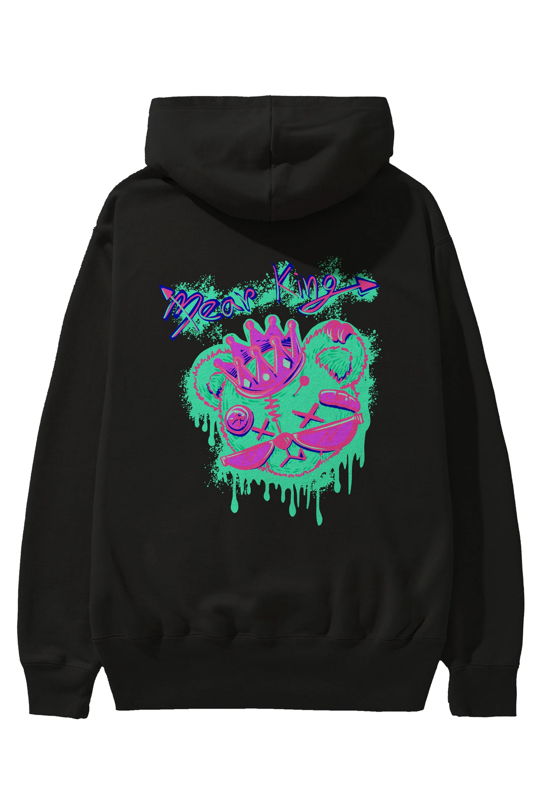 Bear King Arka Baskılı Hoodie Oversize Kapüşonlu Sweatshirt Erkek Kadın Unisex
