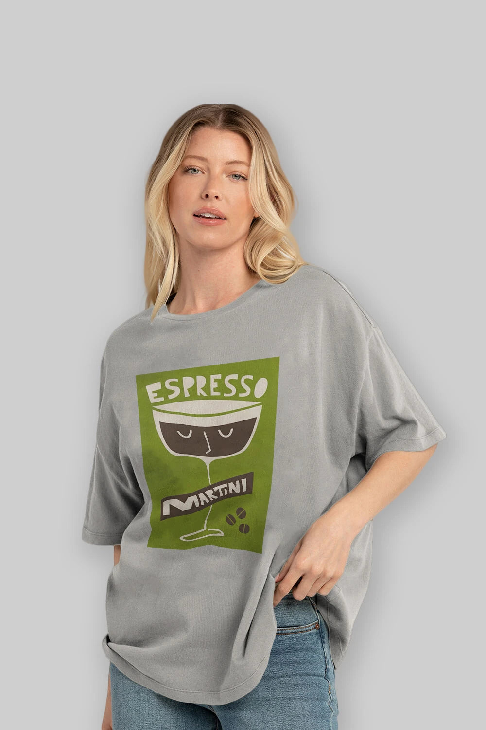 Espresso Martini 2 Ön Baskılı Oversize t-shirt Erkek Kadın Unisex %100 Pamuk Bisiklet Yaka tişort