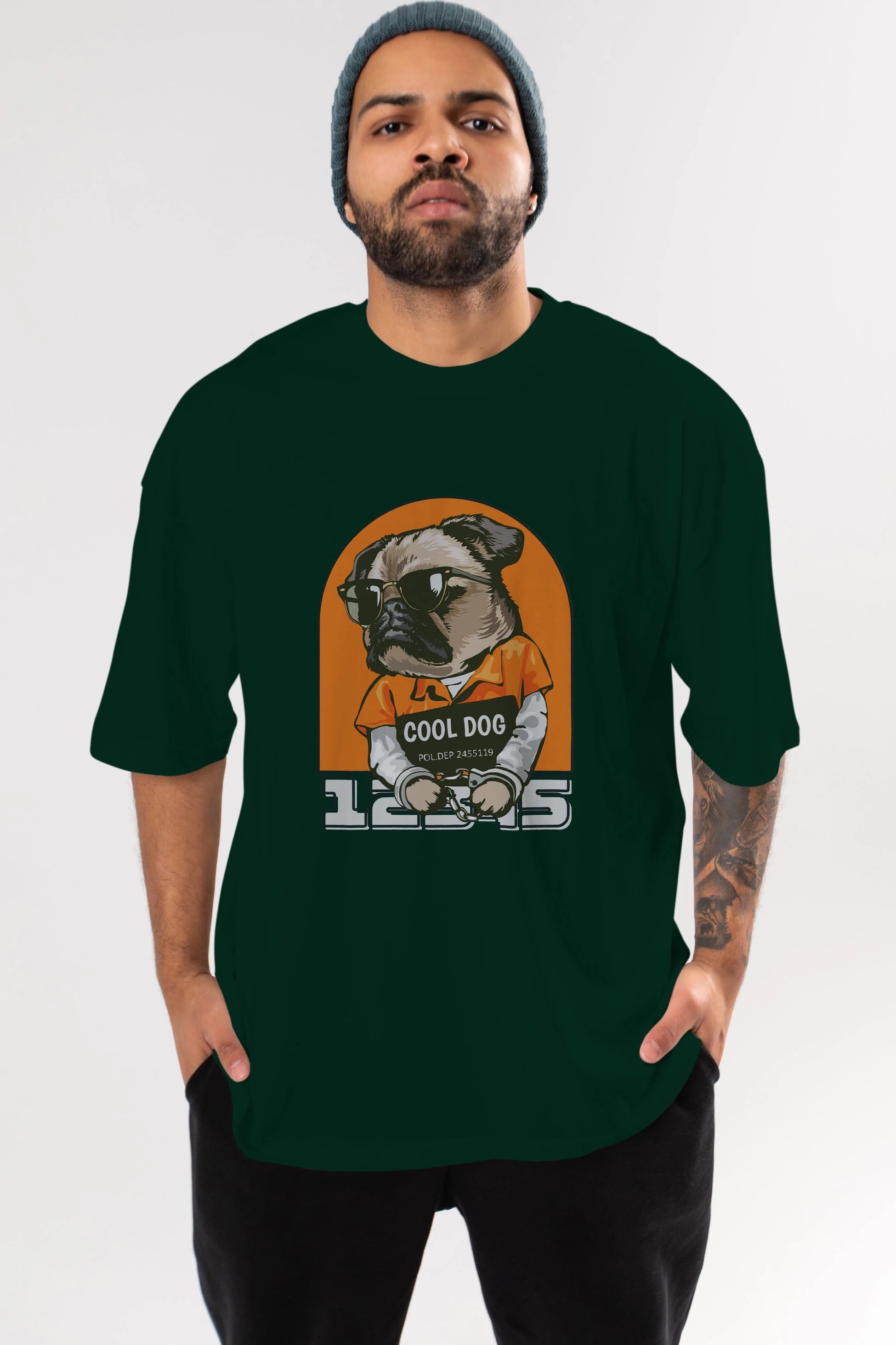Cool Dog Ön Baskılı Oversize t-shirt Erkek Kadın Unisex