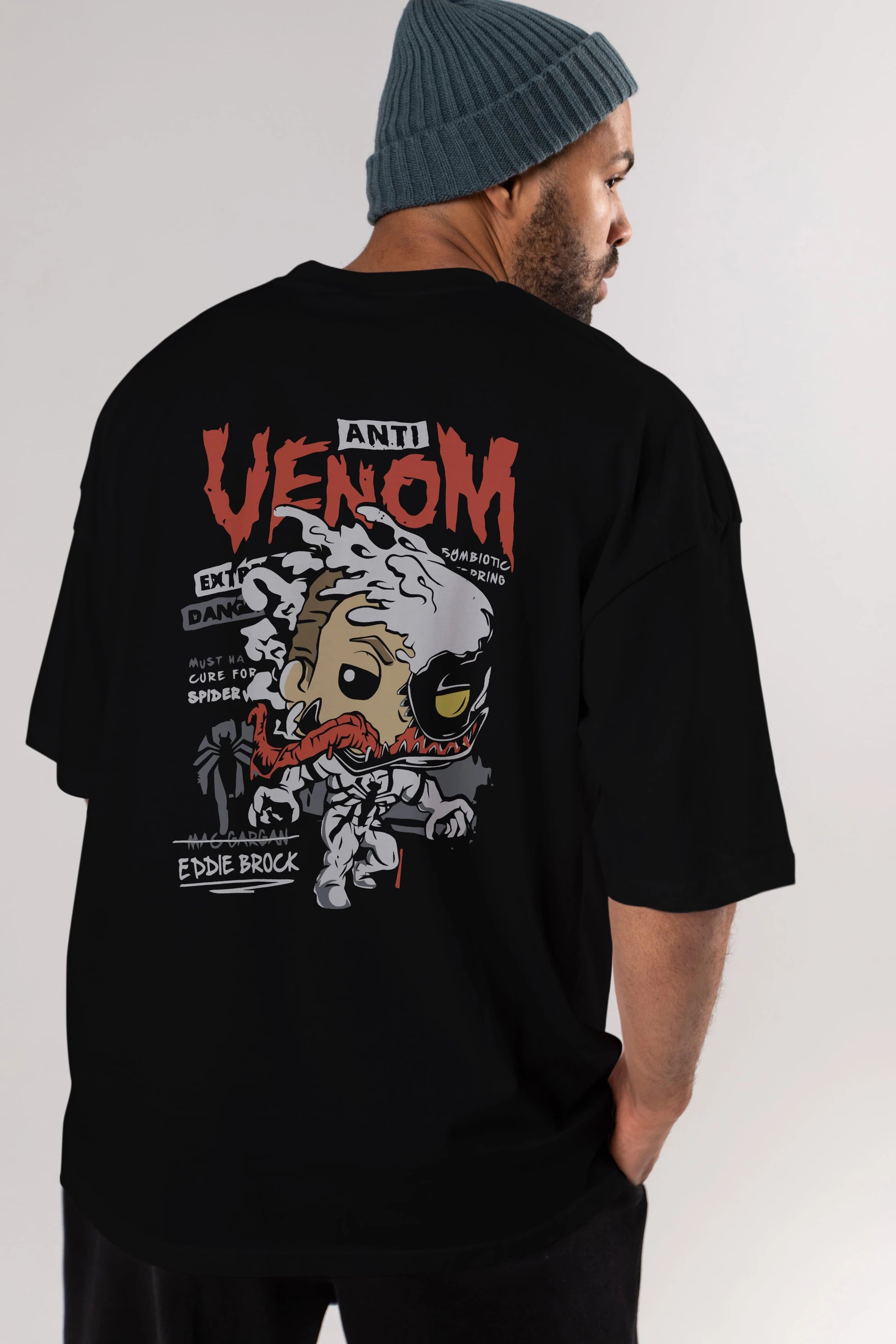 Venom (9) Arka Baskılı Oversize t-shirt Erkek Kadın Unisex %100 Pamuk Bisiklet Yaka tişort