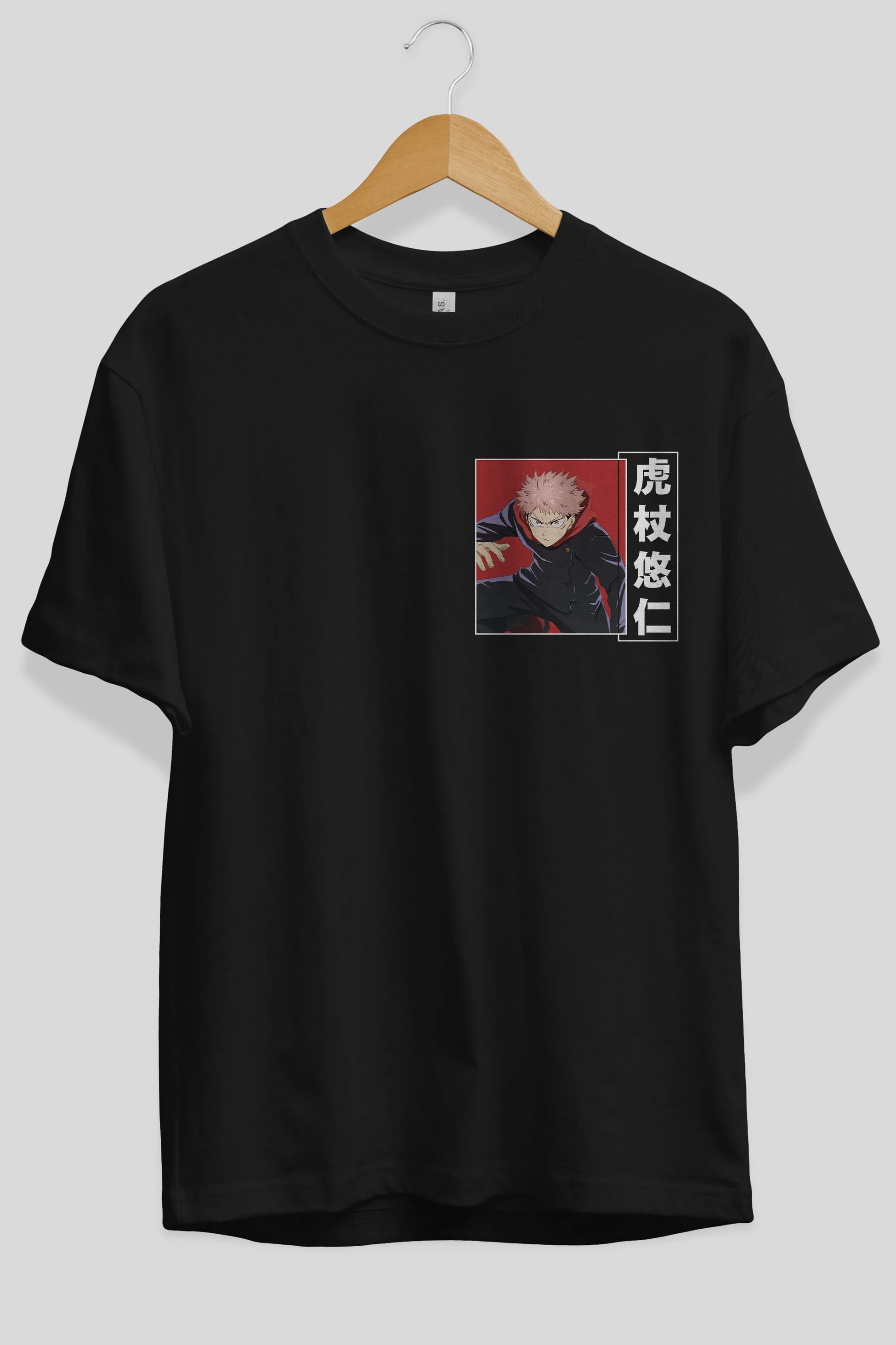 Yuuji Itadori 2 Ön Sol Baskılı Oversize t-shirt Erkek Kadın Unisex %100 Pamuk Bisiklet Yaka tişort