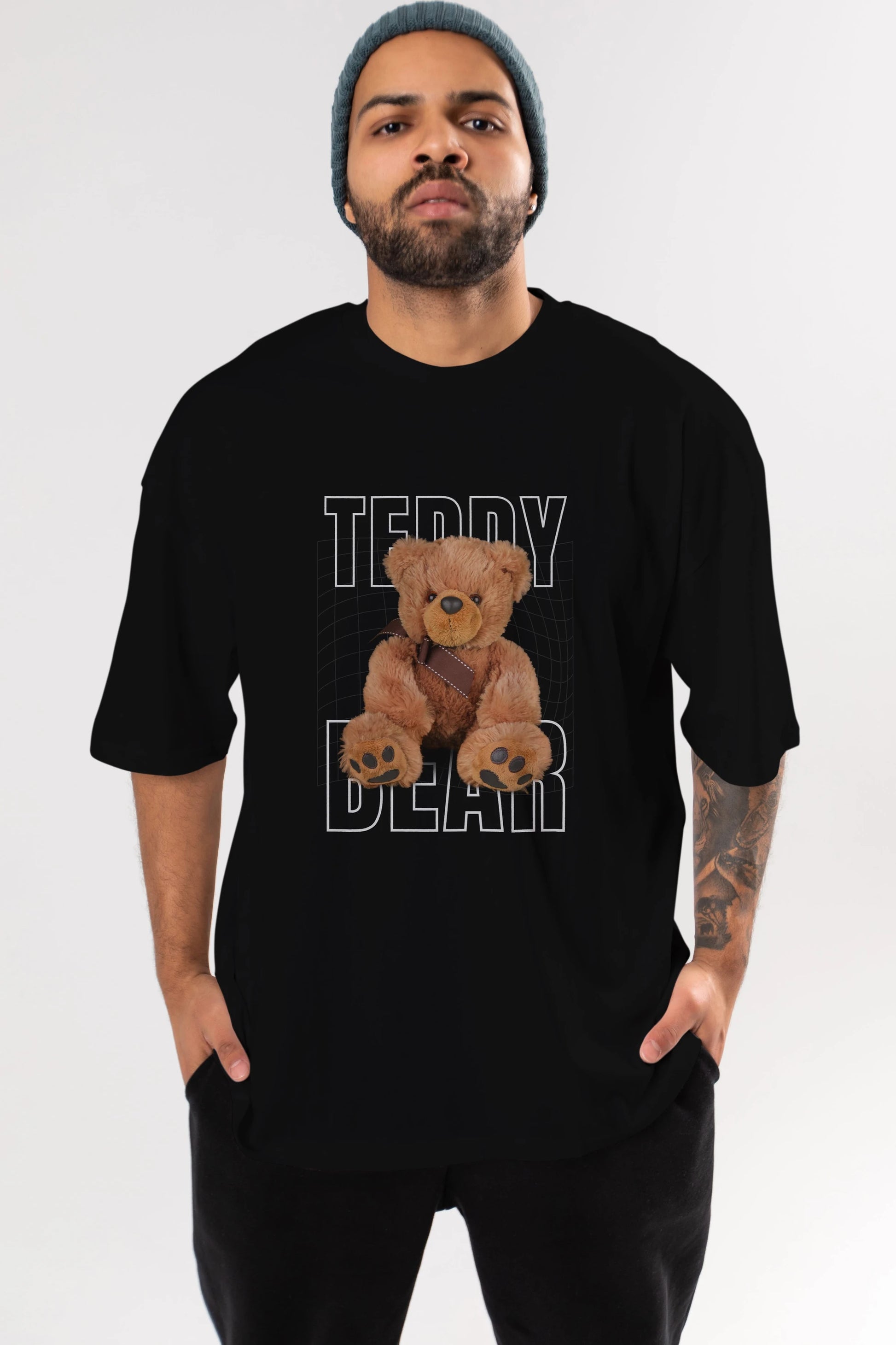 Teddy Bear Yazılı Ön Baskılı Oversize t-shirt Erkek Kadın Unisex