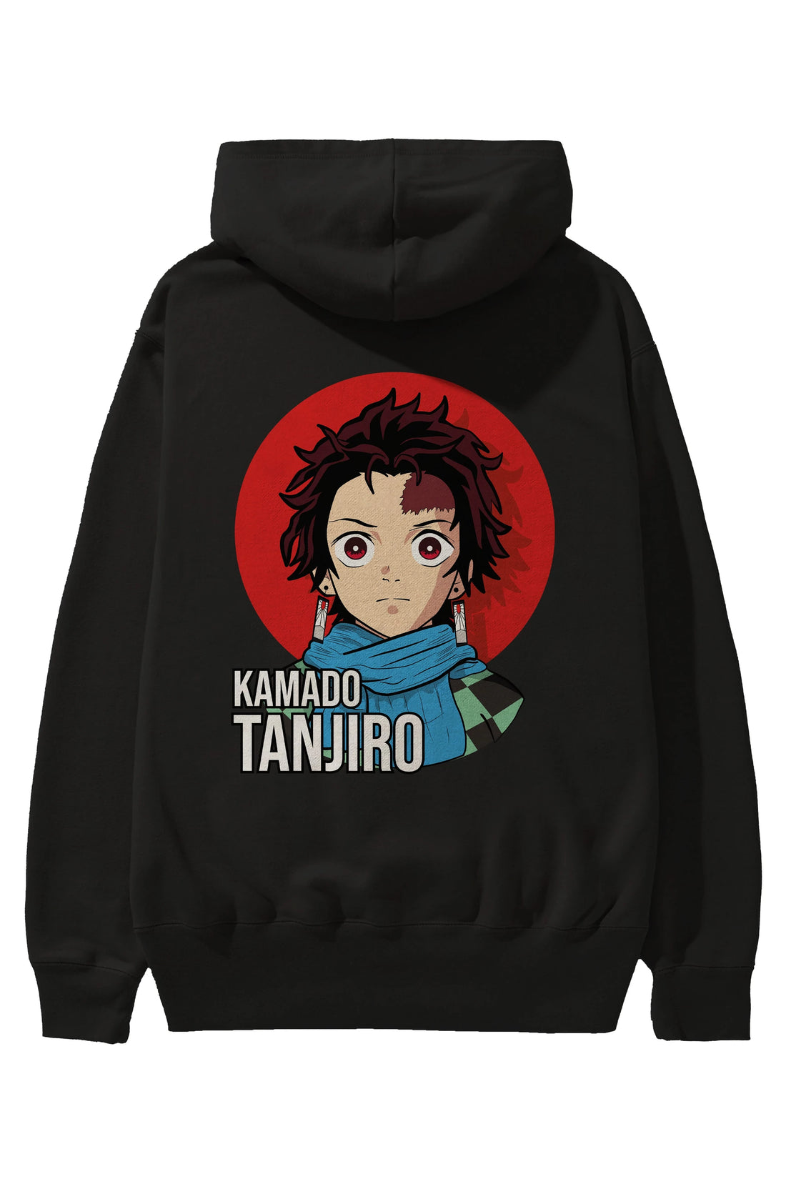 TANJIRO KAMADO Anime Arka Baskılı Hoodie Oversize Kapüşonlu Sweatshirt Erkek Kadın Unisex