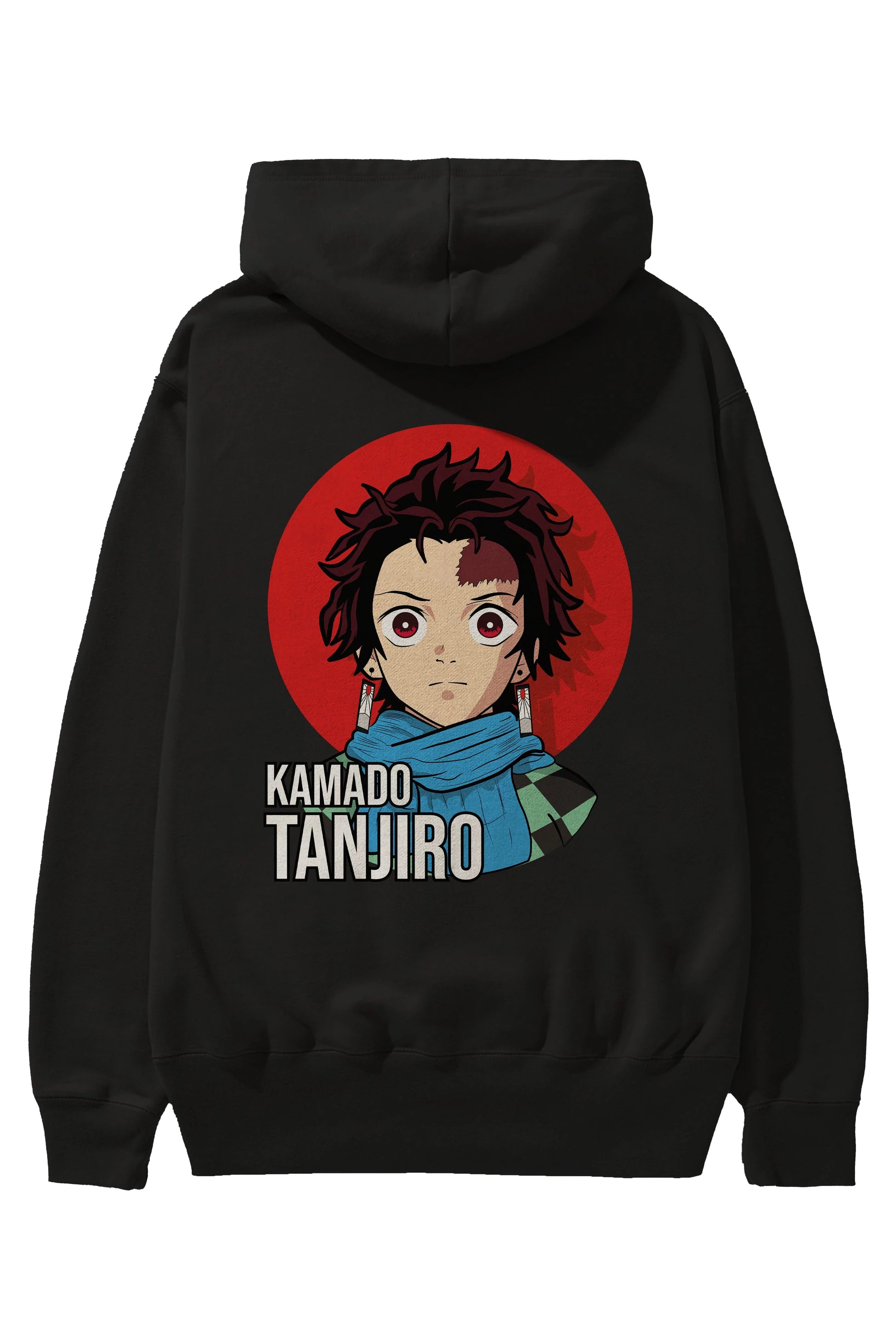 TANJIRO KAMADO Anime Arka Baskılı Hoodie Oversize Kapüşonlu Sweatshirt Erkek Kadın Unisex