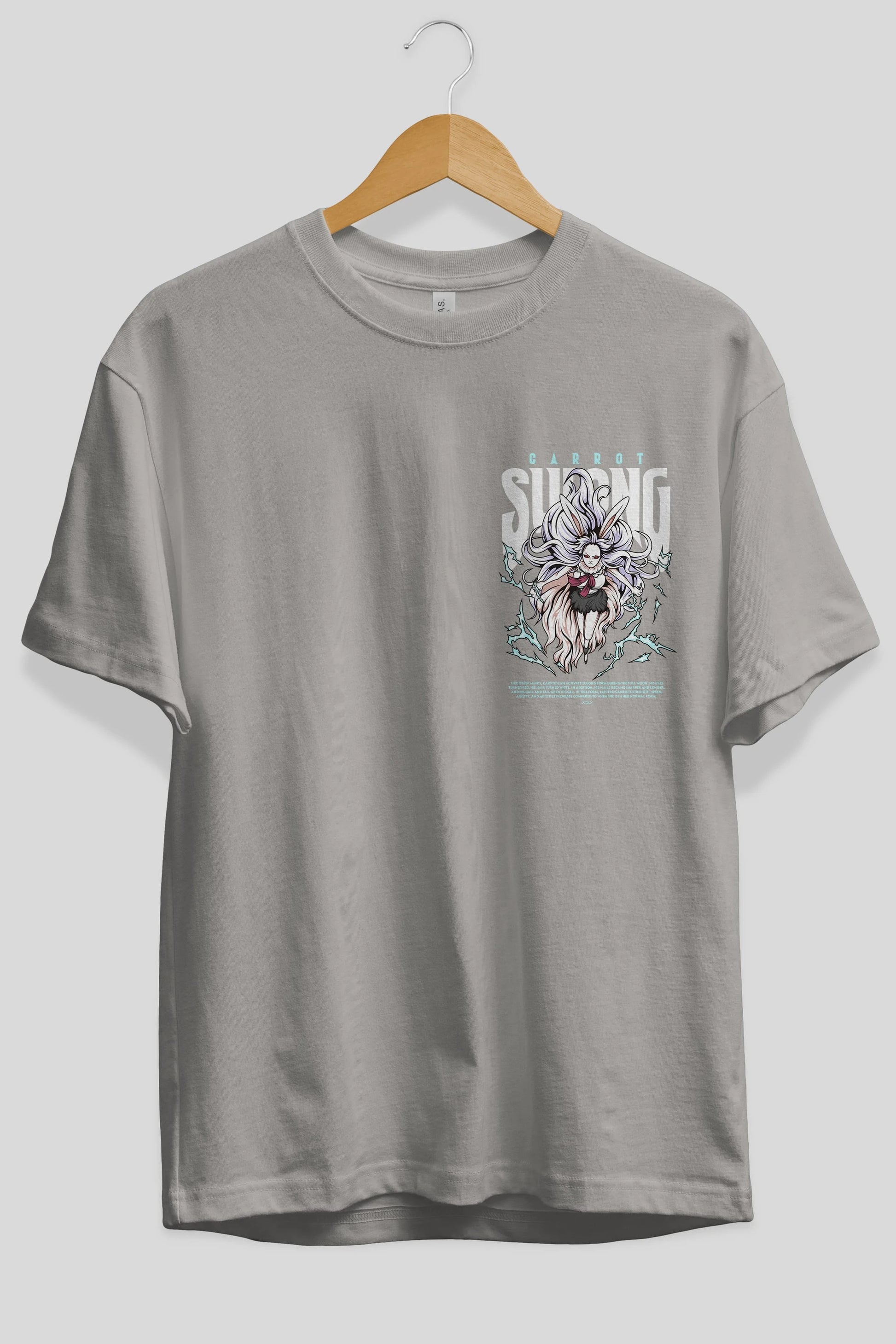 Carrot Sulong Ön Sol Baskılı Oversize t-shirt Erkek Kadın Unisex %100 Pamuk Bisiklet Yaka tişort