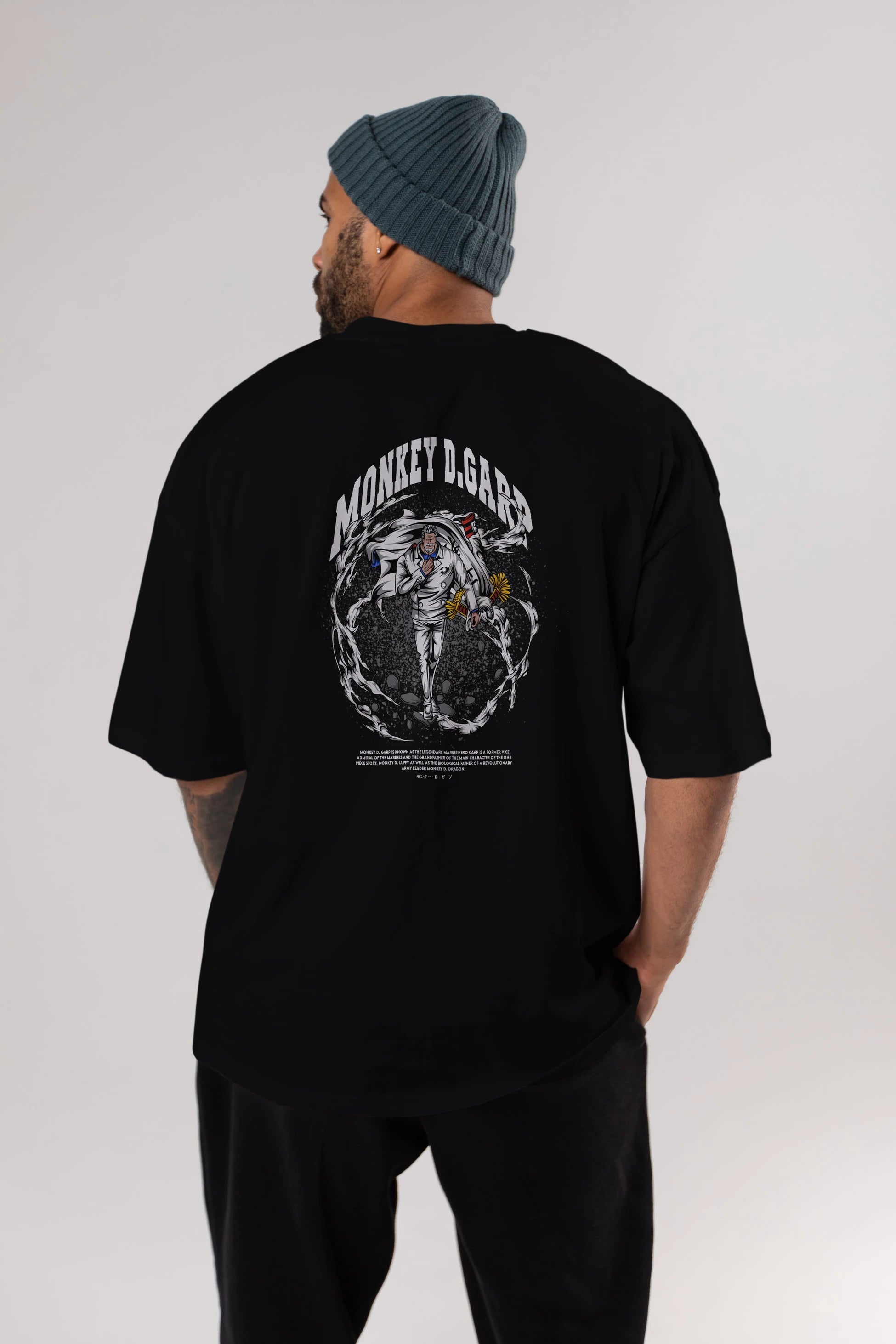 Monkey D. Garp Anime Arka Baskılı Oversize t-shirt Erkek Kadın Unisex