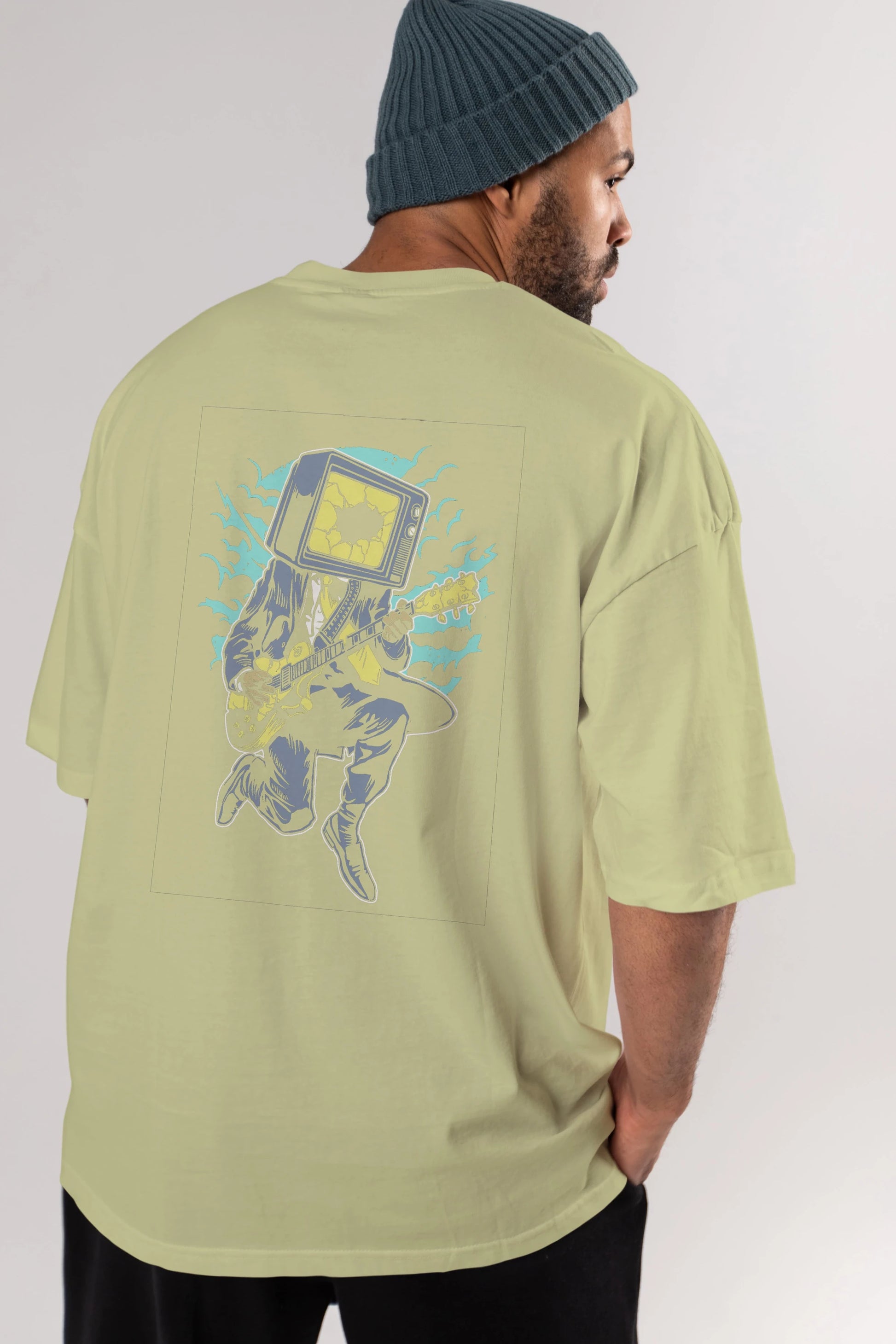 Death Rock Arka Baskılı Oversize t-shirt Erkek Kadın Unisex %100 Pamuk
