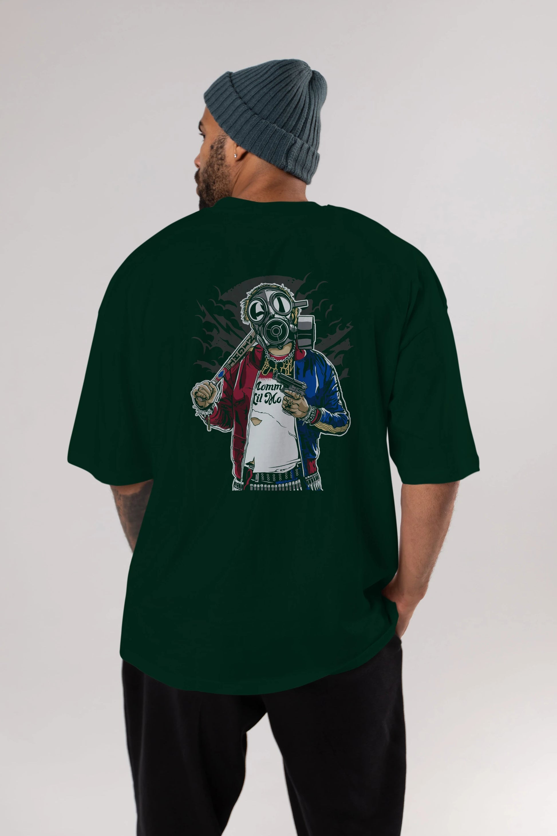 Suicide Gasmask Arka Baskılı Oversize t-shirt Erkek Kadın Unisex %100 Pamuk