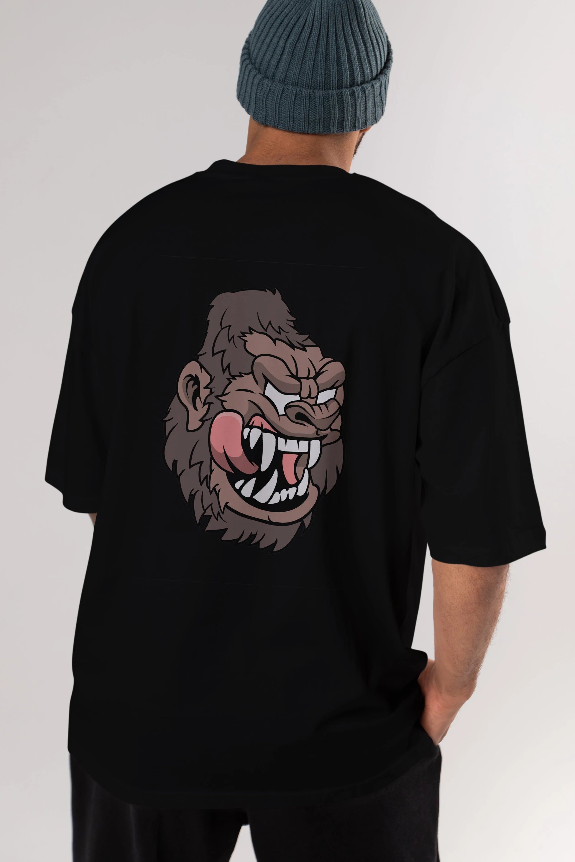 Big Gorilla Arka Baskılı Oversize t-shirt Erkek Kadın Unisex %100 Pamuk tişort