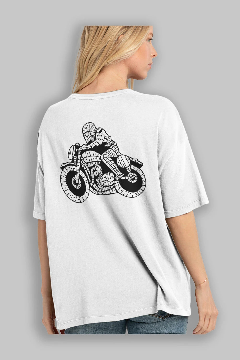 Caferacer Arka Baskılı Oversize t-shirt %100 pamuk Erkek Kadın Unisex