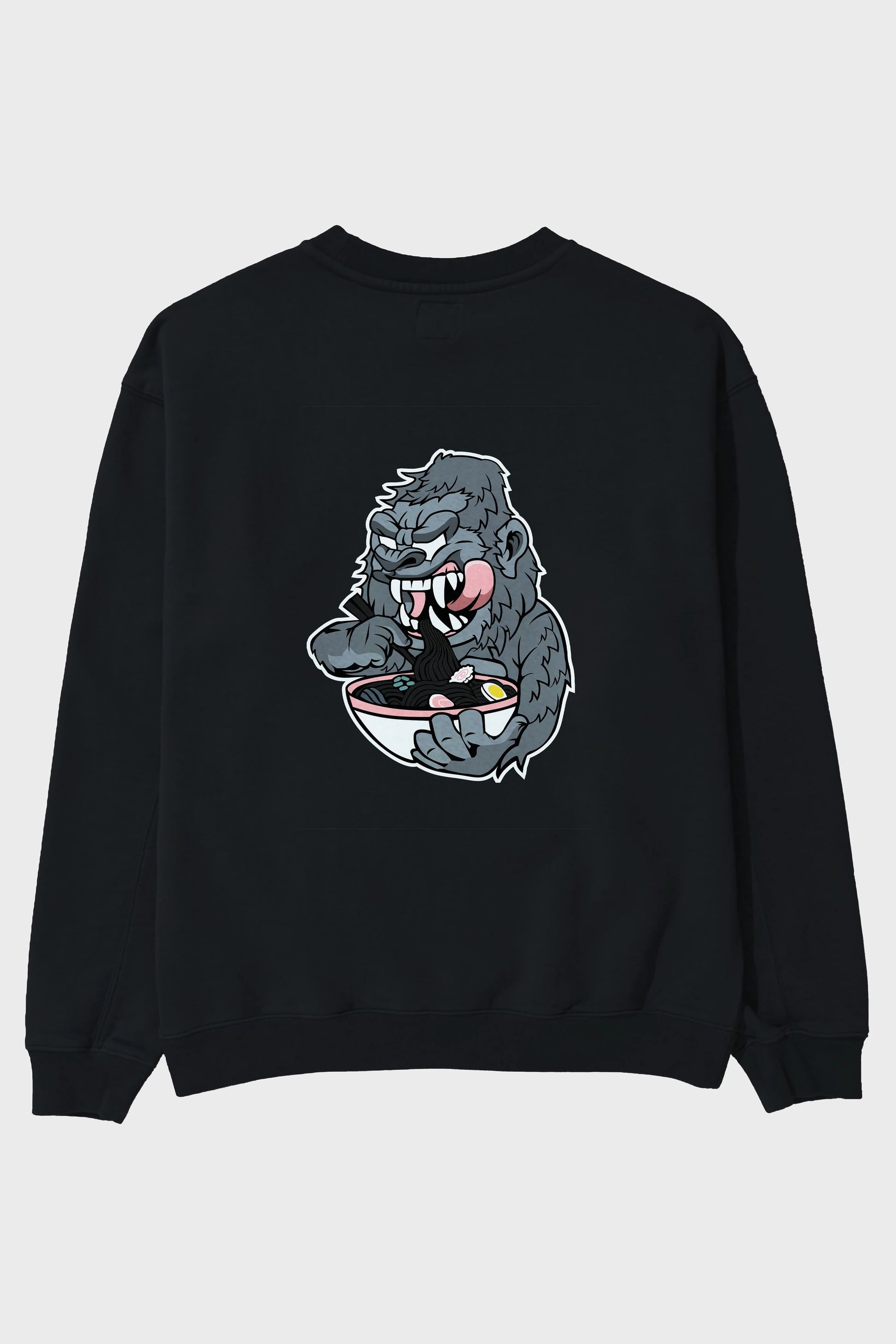Big Gorilla Ramen Arka Baskılı Oversize Sweatshirt Erkek Kadın Unisex