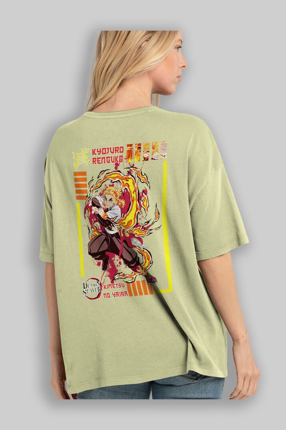 KYOJURO RENGOKU Anime Arka Baskılı Oversize t-shirt Erkek Kadın Unisex
