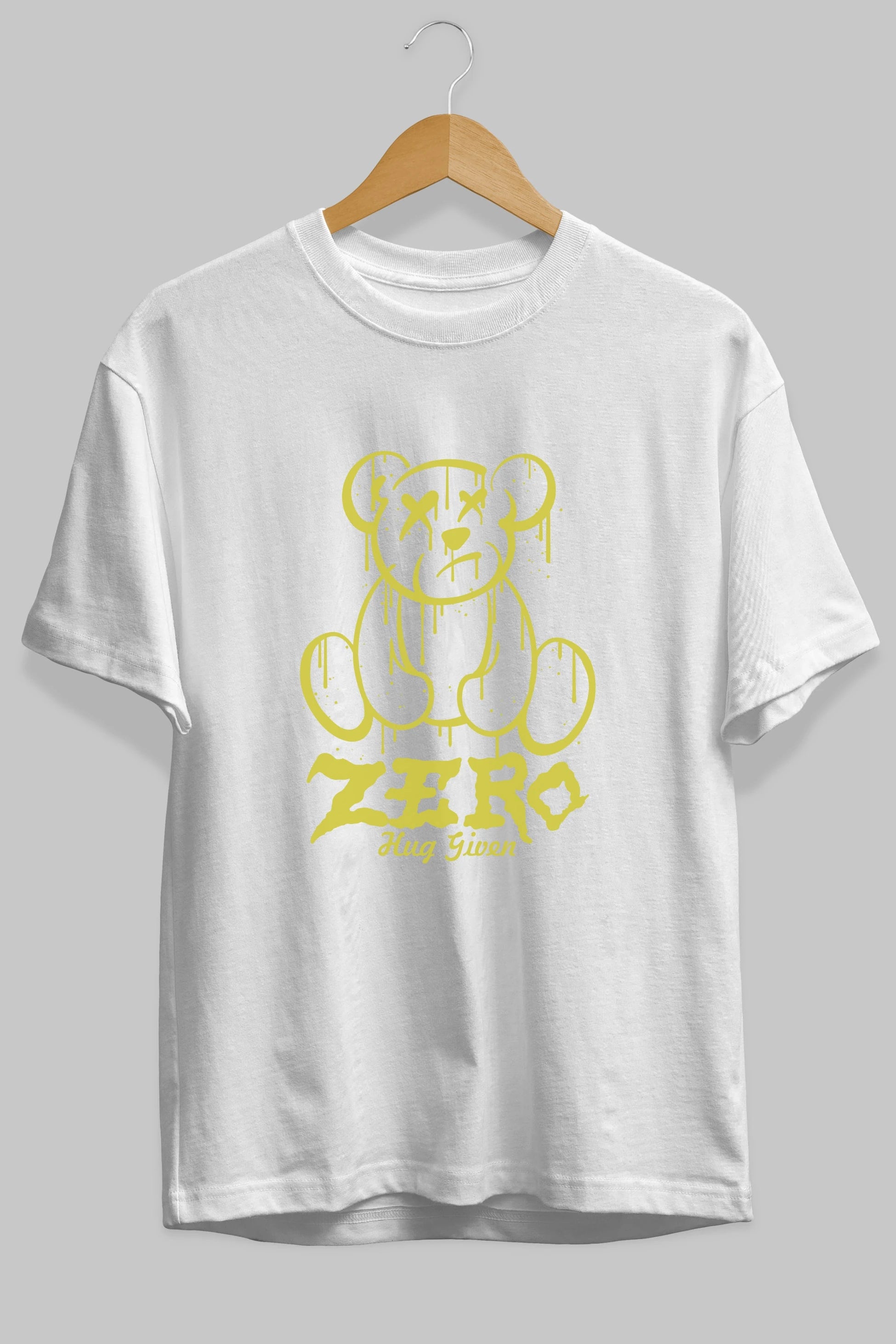 Zero Hug Given Bear Ön Baskılı Oversize t-shirt Erkek Kadın Unisex