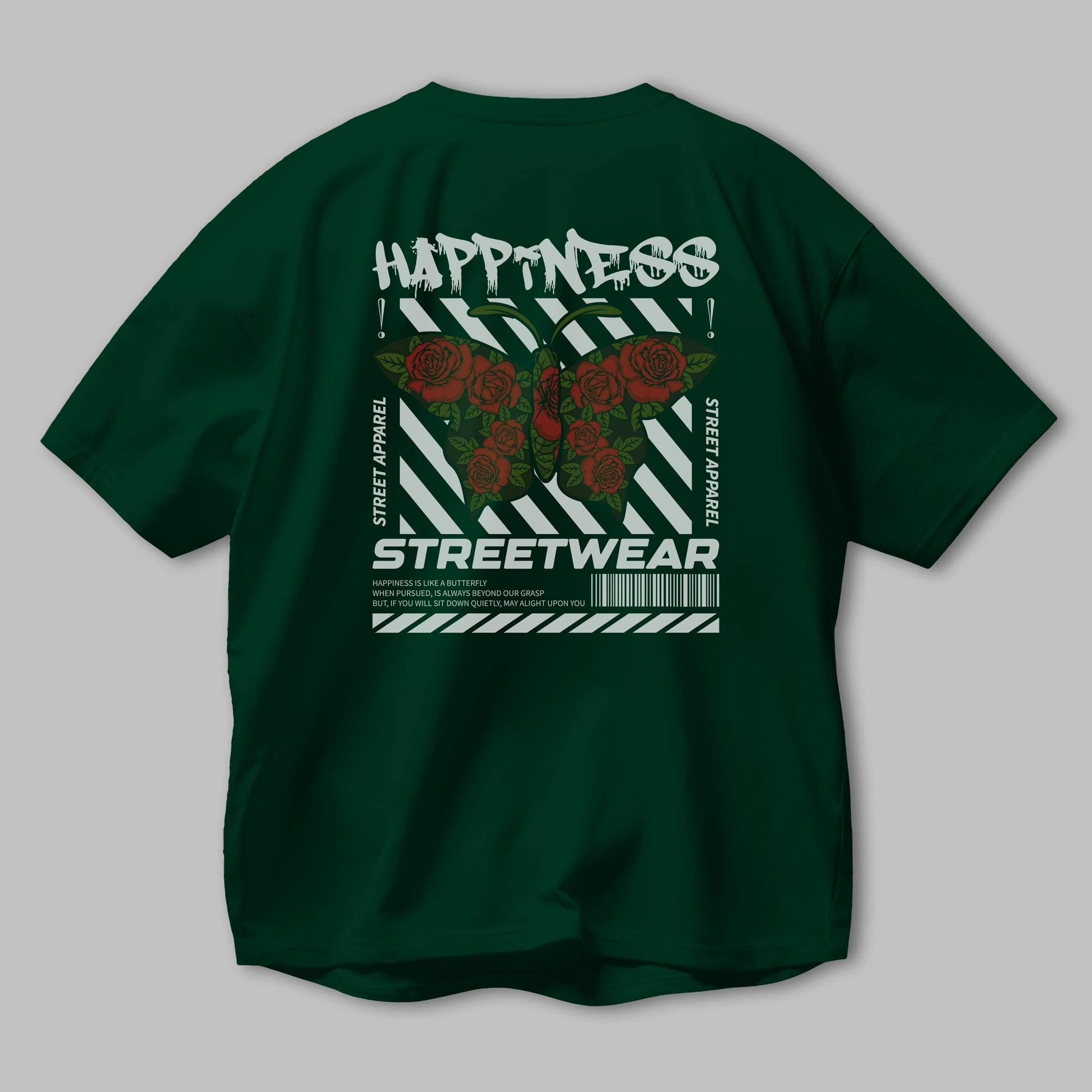 Happiness Streetwear Arka Baskılı Oversize t-shirt Erkek Kadın Unisex