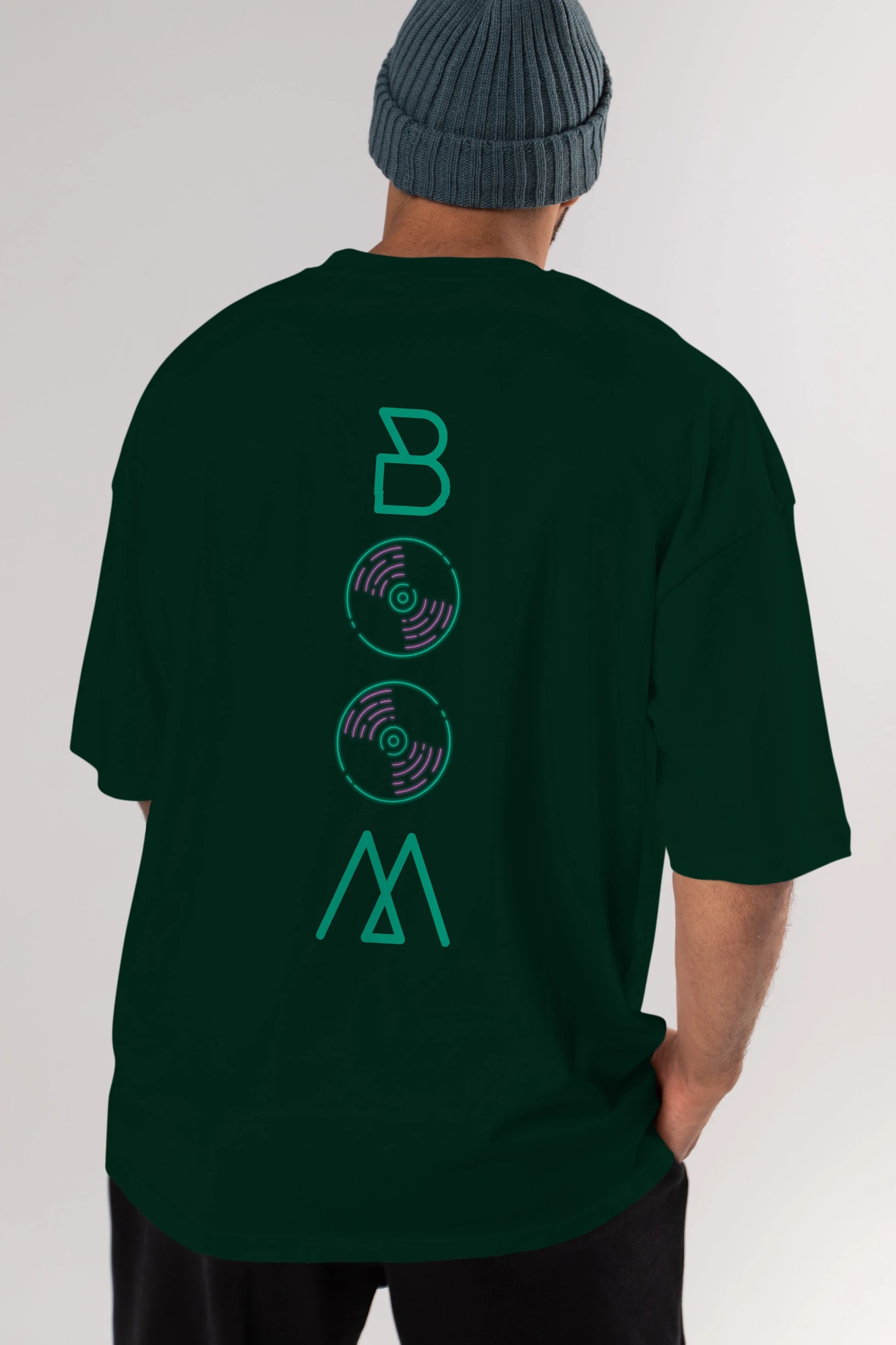 Boom Arka Baskılı Oversize t-shirt Erkek Kadın Unisex