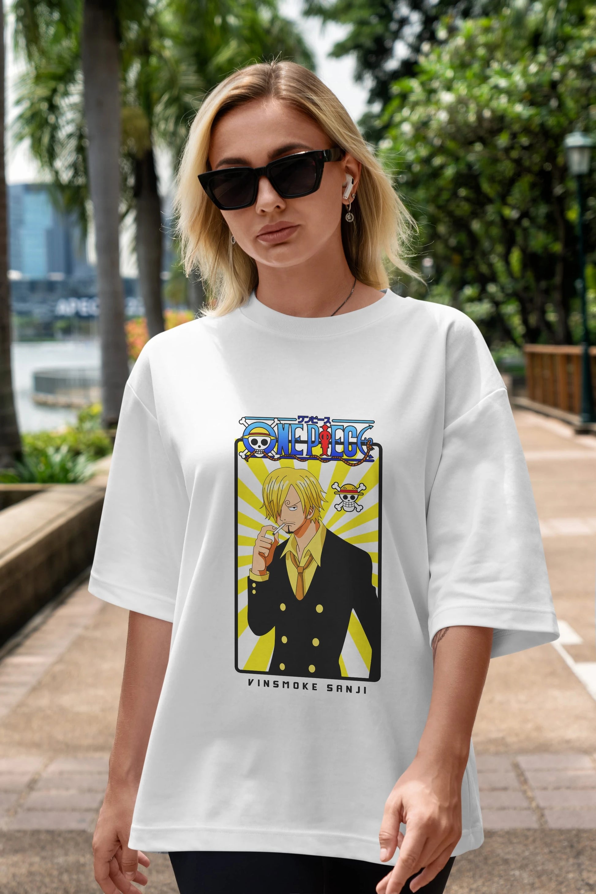 Sanji 4 Anime Ön Baskılı Oversize t-shirt Erkek Kadın Unisex