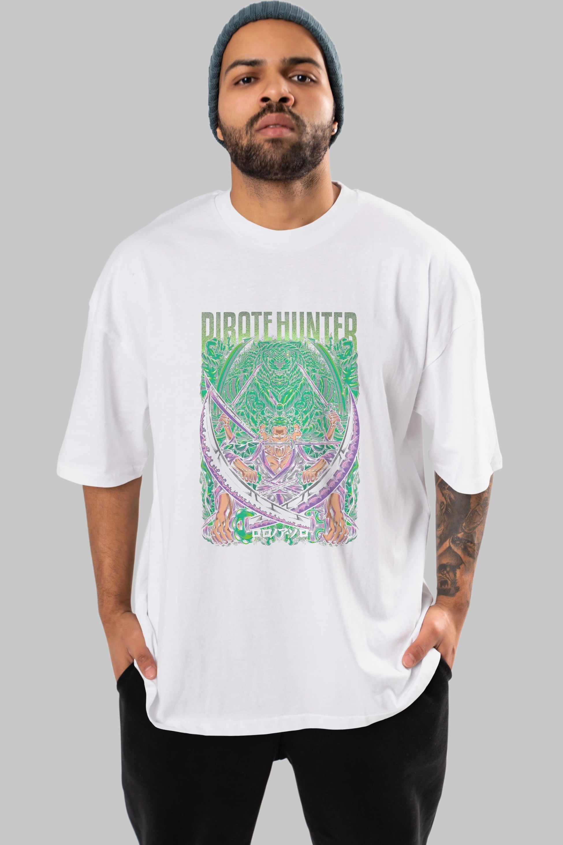 RORONOA ZORO 3 Anime Ön Baskılı Oversize t-shirt %100 pamuk Erkek Kadın Unisex