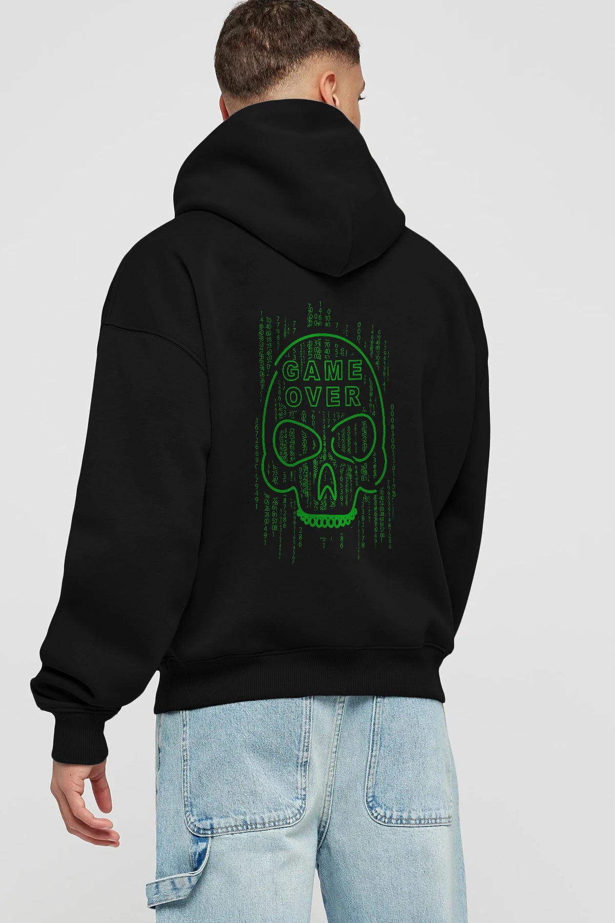 Game Over Arka Baskılı Hoodie Oversize Kapüşonlu Sweatshirt Erkek Kadın Unisex