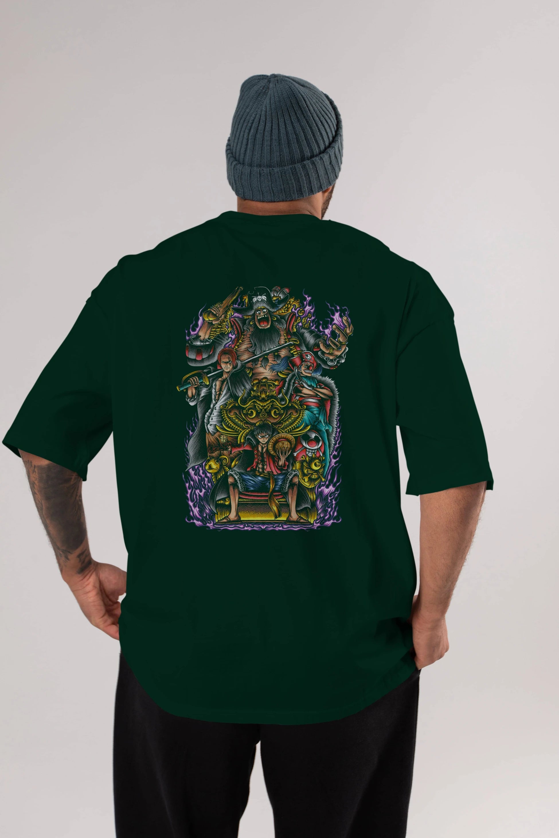 ONE PIECE (8) Anime Arka Baskılı Oversize t-shirt Erkek Kadın Unisex
