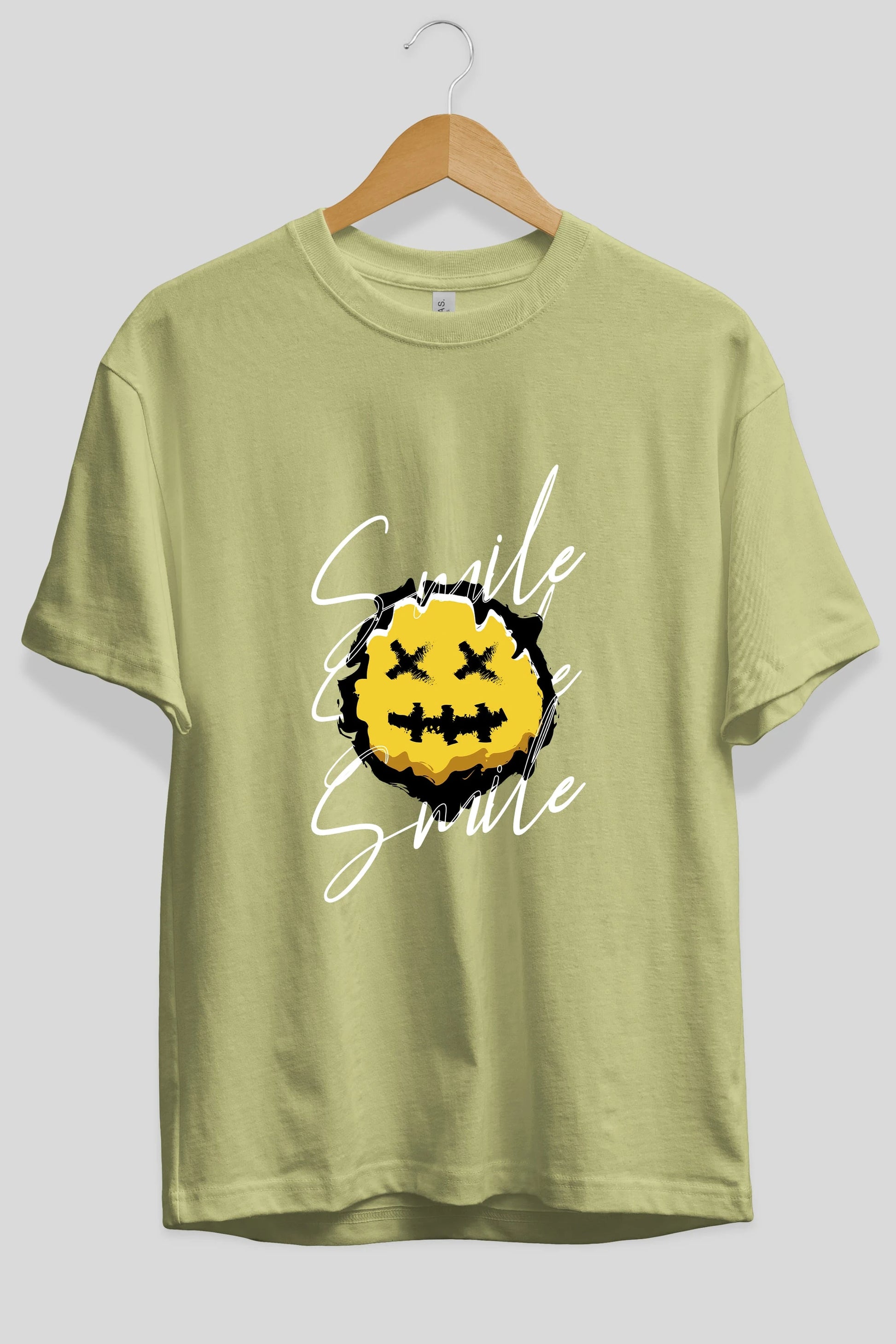 Smile Emoji Ön Baskılı Oversize t-shirt Erkek Kadın Unisex